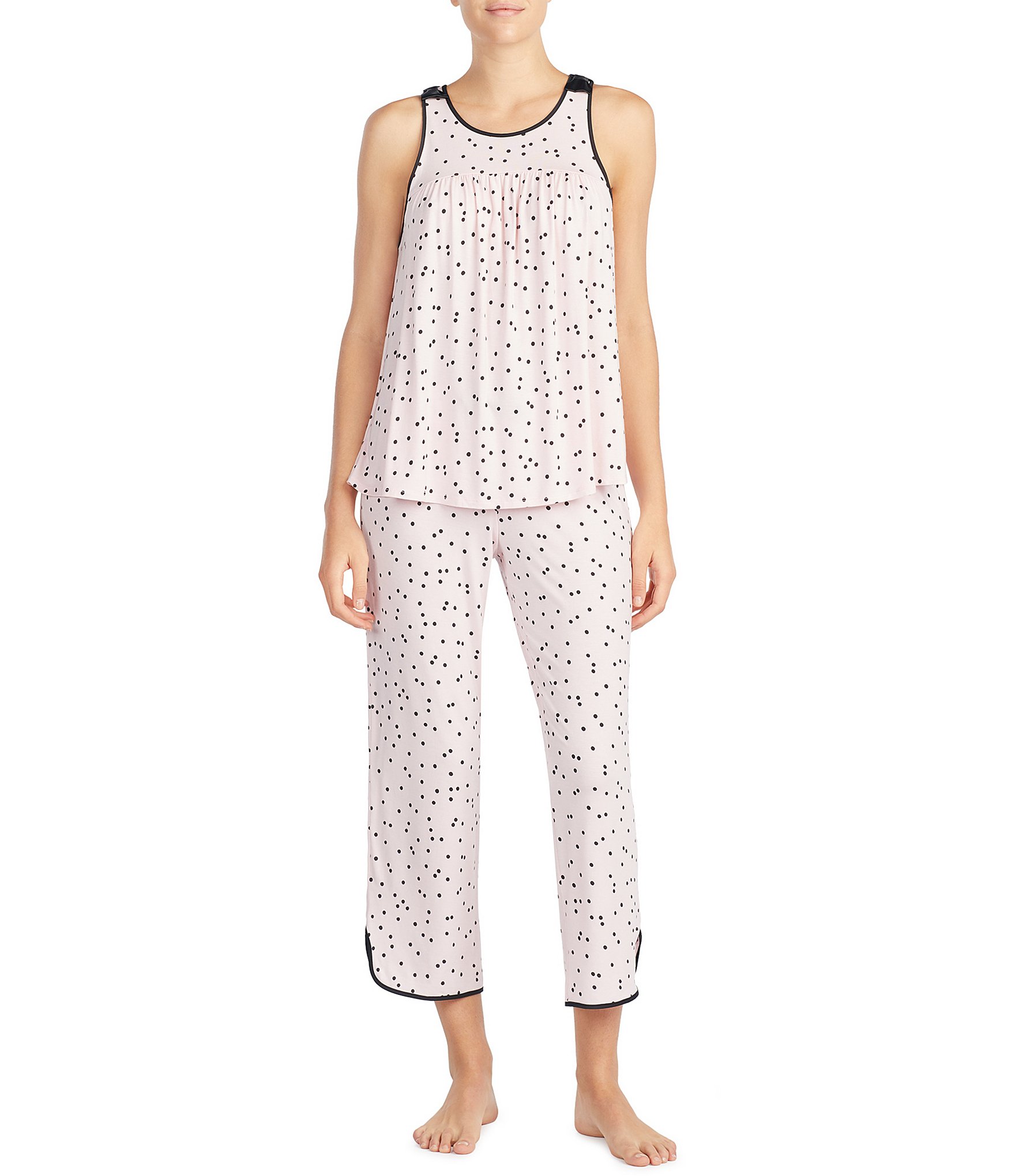 kate spade new york Dot Print Jersey Cropped Coordinating Pajama Set