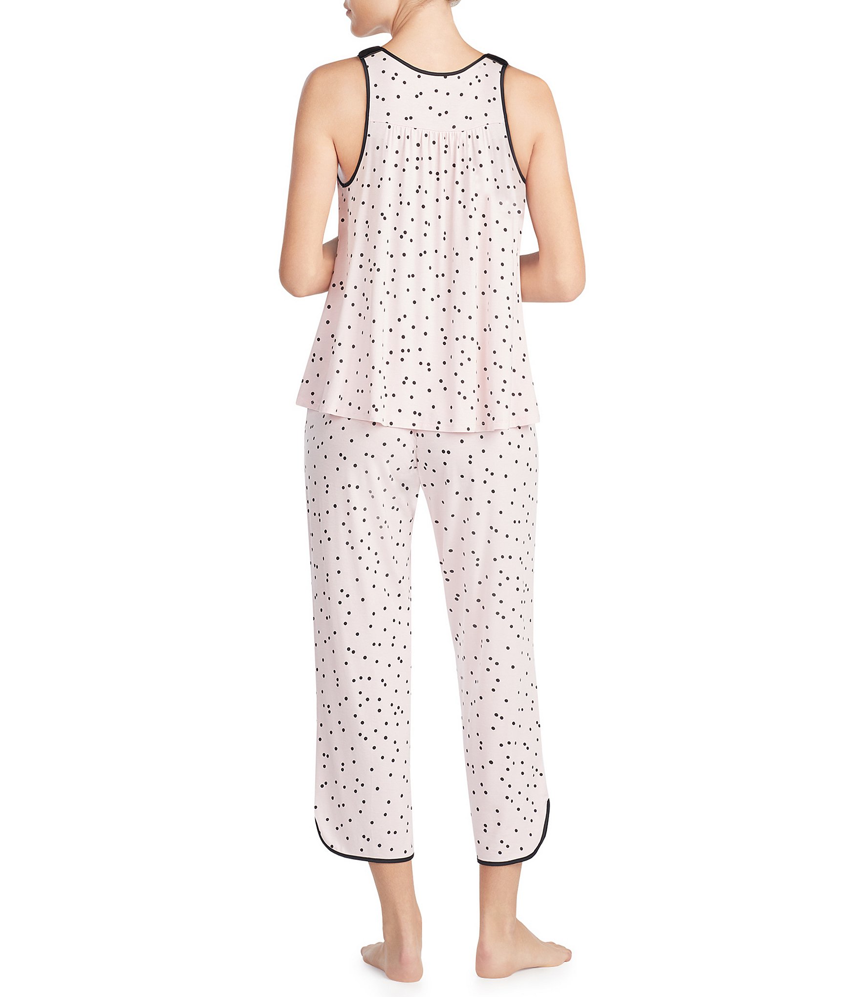 kate spade new york Dot Print Jersey Cropped Coordinating Pajama Set