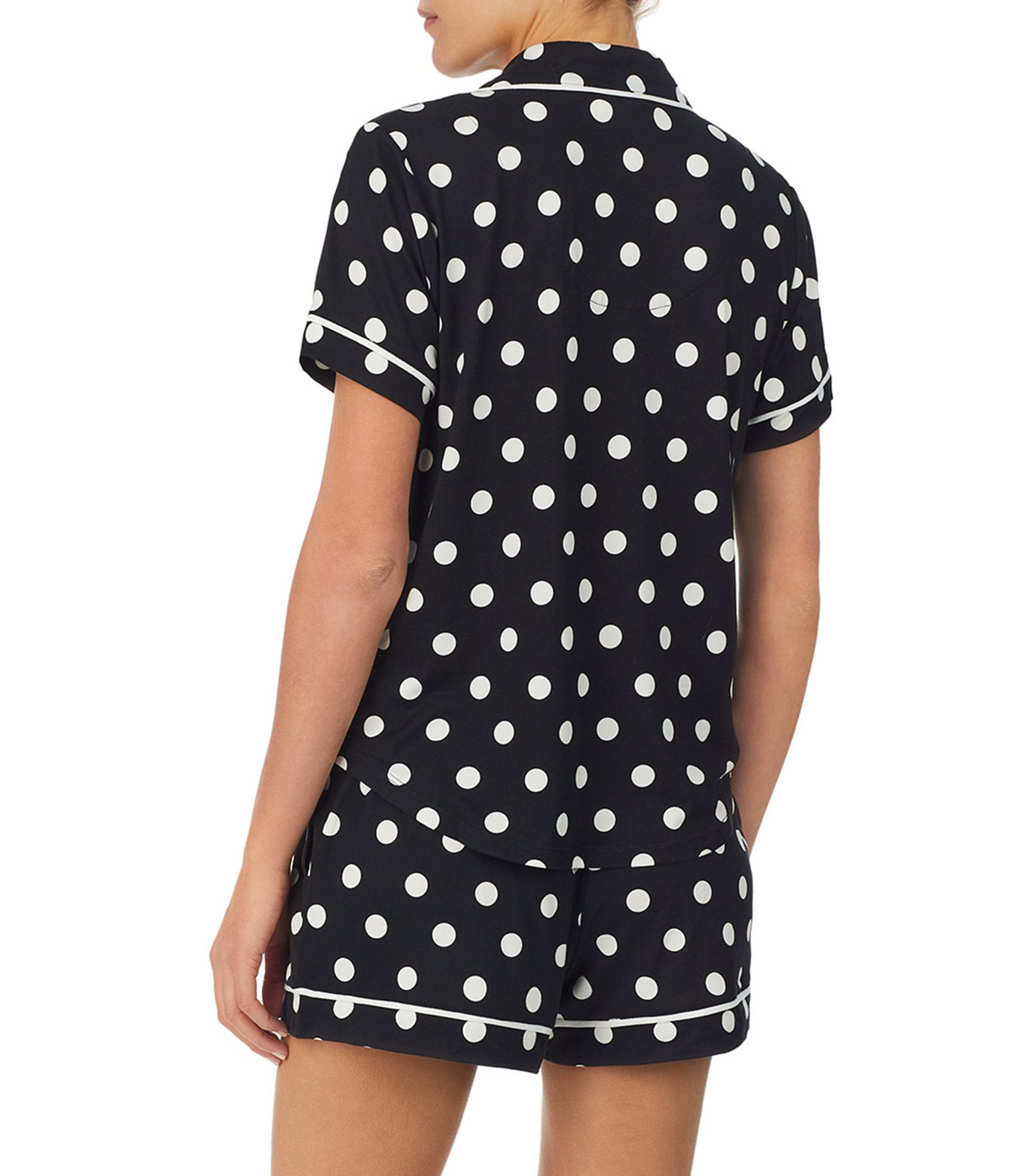 kate spade new york Dot Print Short Sleeve Notch Collar Jersey Knit Shorty Pajama Set