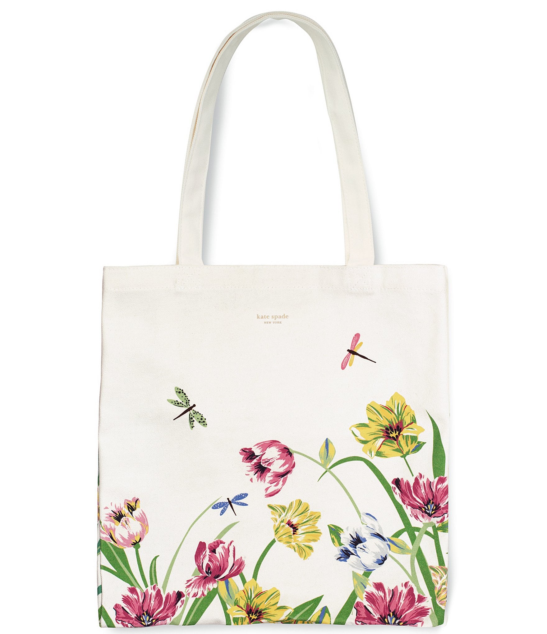 kate spade new york Dragonflies and Tulips Canvas Book Tote Bag | Dillard's