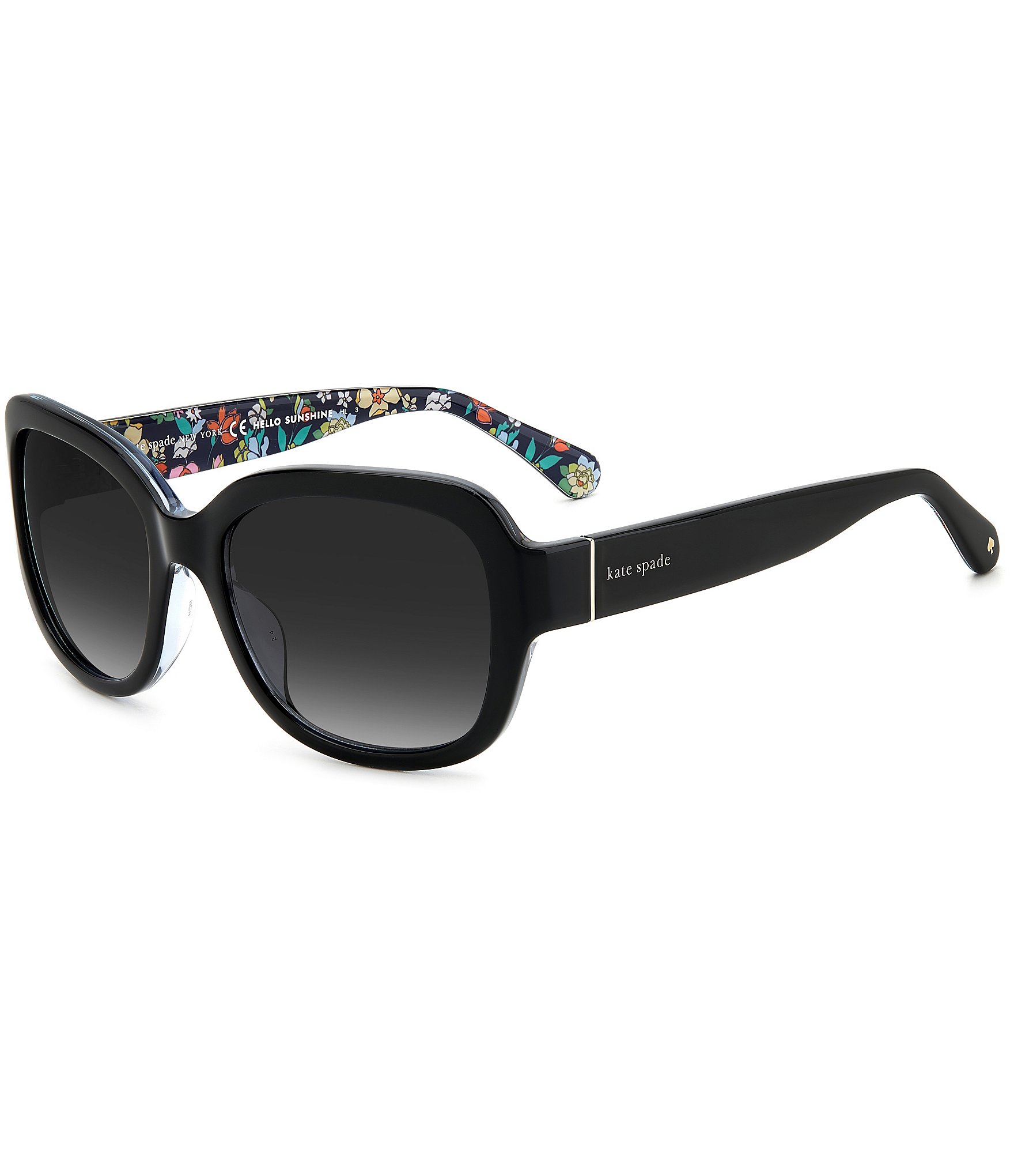kate spade new york Layne Black Floral Square Sunglasses | Dillard's