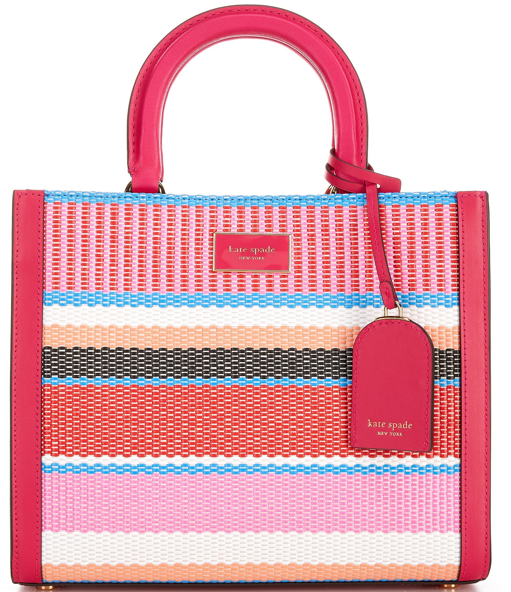 Kate Spade New York Manhattan Striped Woven Straw Small Tote Bag ...