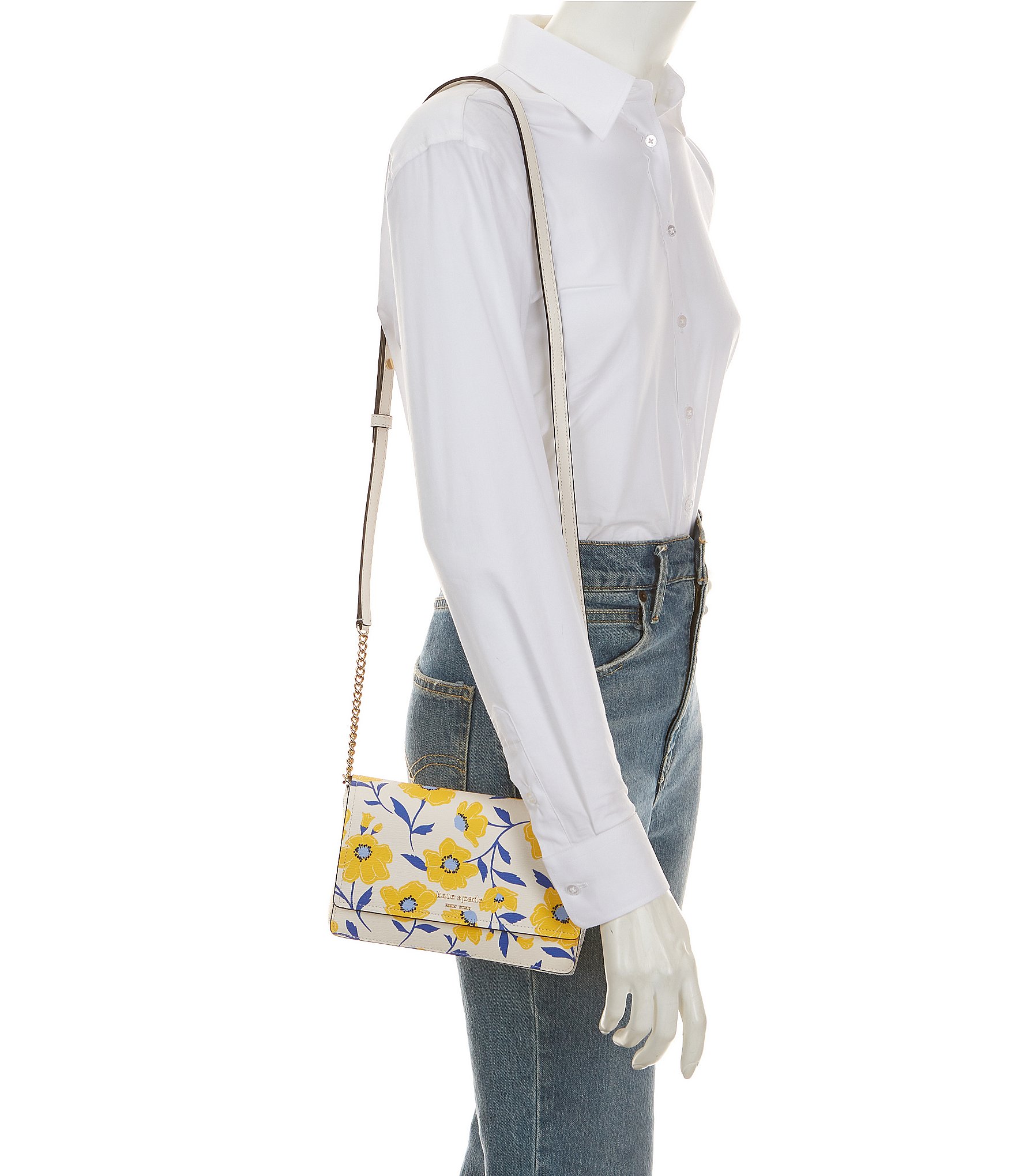 kate spade new york Morgan Sunshine Floral Printed PVC Flap Chain Wallet Crossbody Bag