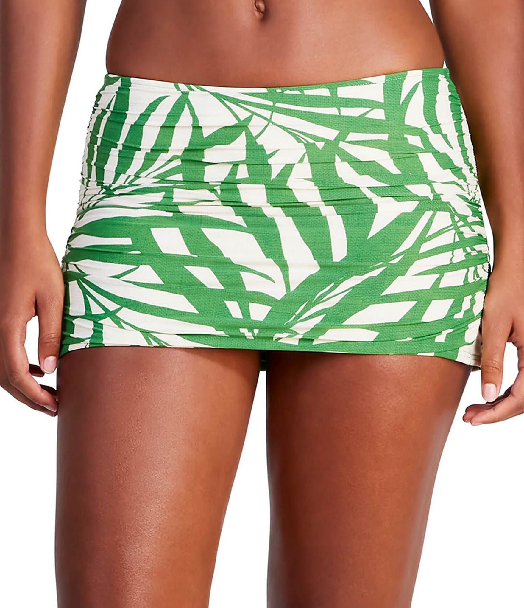 kate spade new york Palm Fronds Shirred High Waisted Swim Skirt | Dillard's