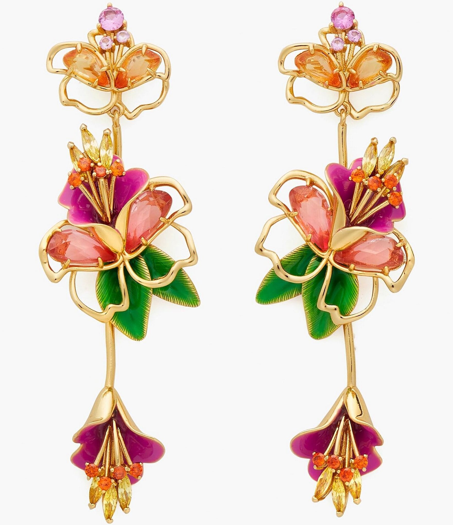 kate spade new york Paradise Floral Rhinestone Statement Linear Earrings |  Dillard's