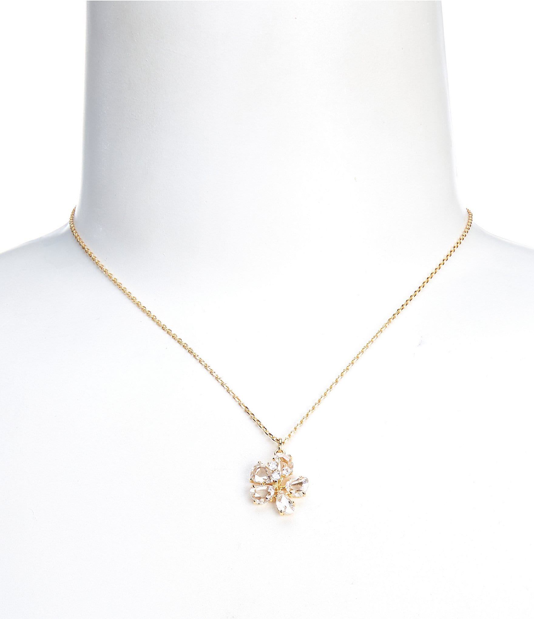 kate spade new york Paradise Flower Rhinestone Mini Short Pendant Necklace