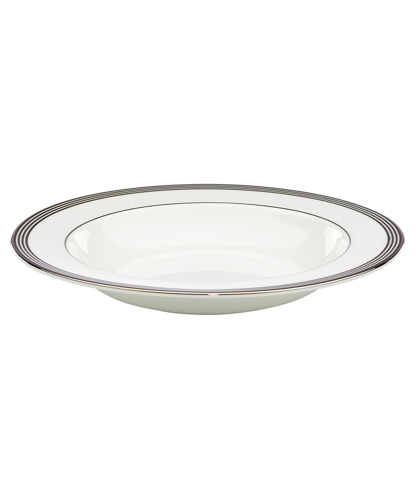 kate spade new york Parker Place Striped Platinum Bone China Rimmed Soup Bowl