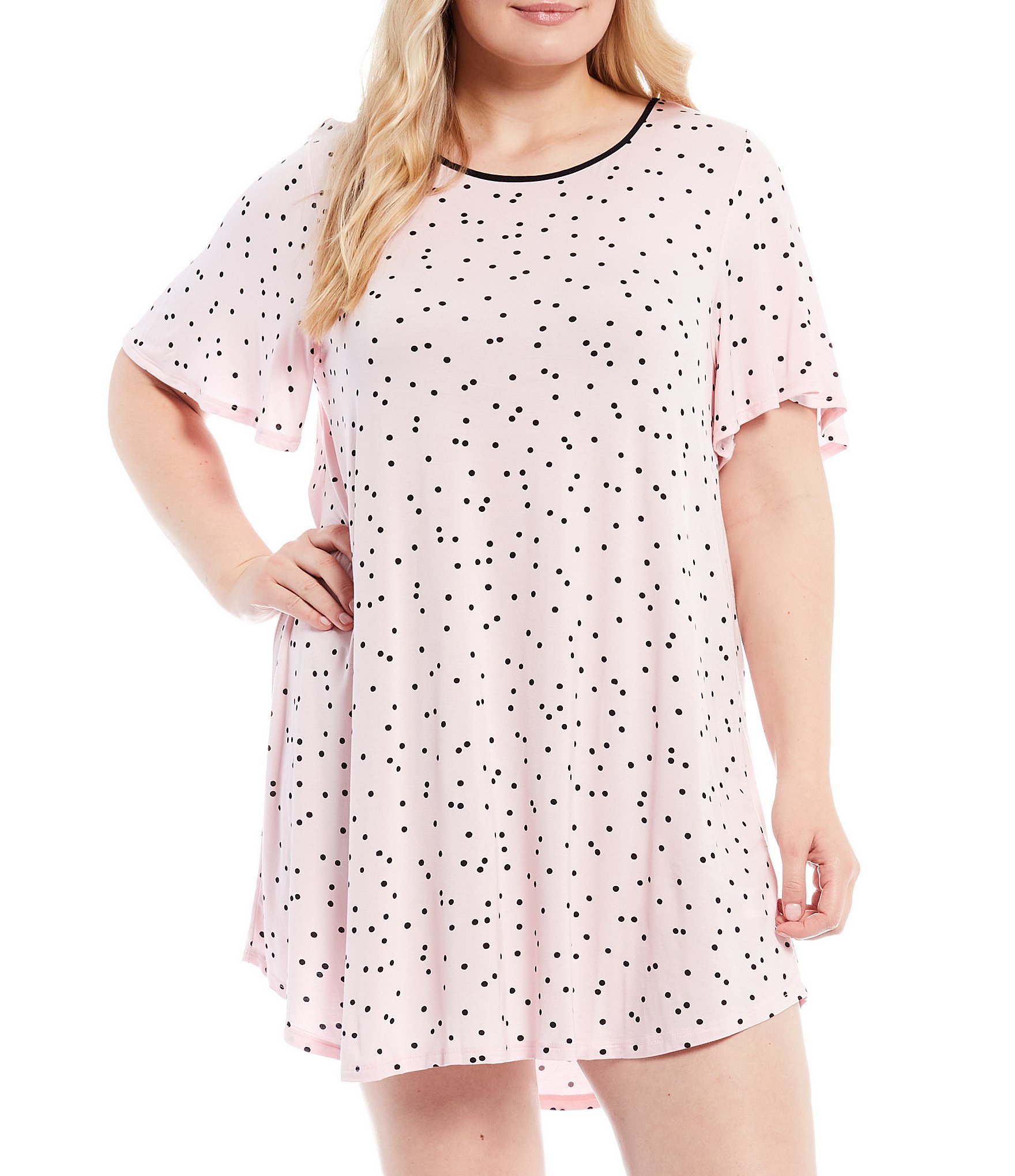 kate spade new york Plus Size Dot Print Jewel Neck Jersey Knit Nightgown |  Dillard's