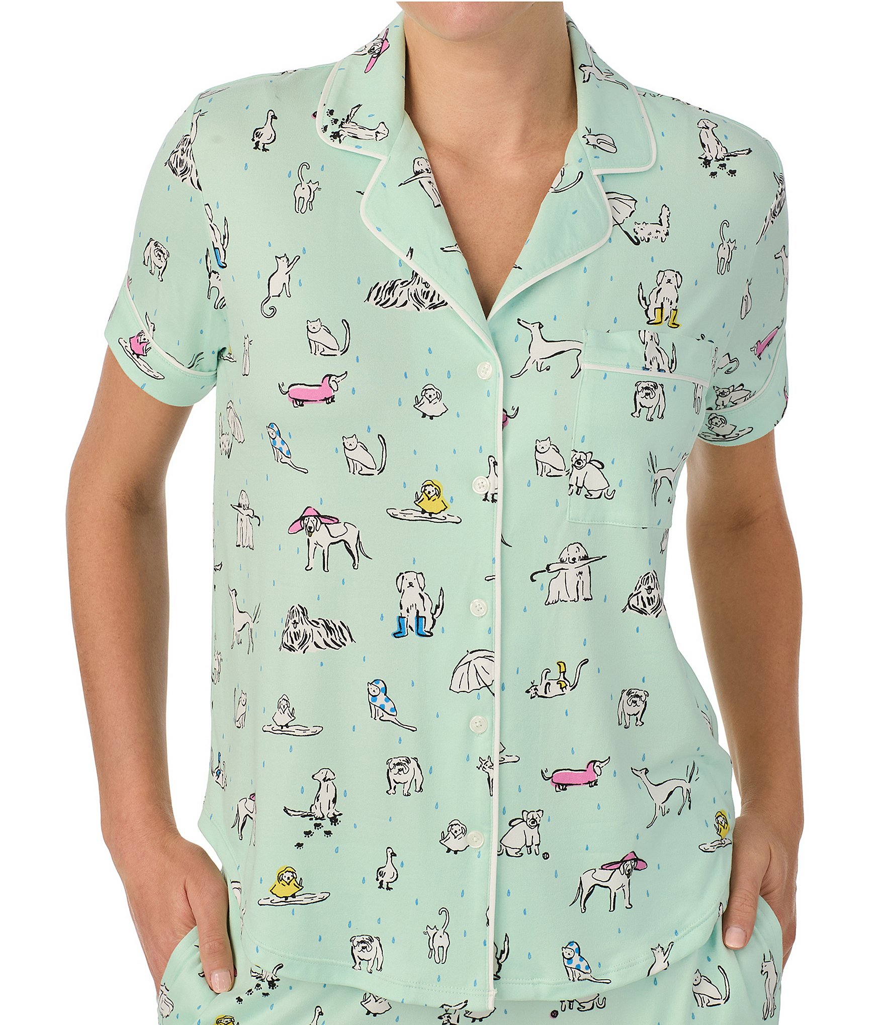 Kate spade new york Raining Cats & Dog Print Short Sleeve