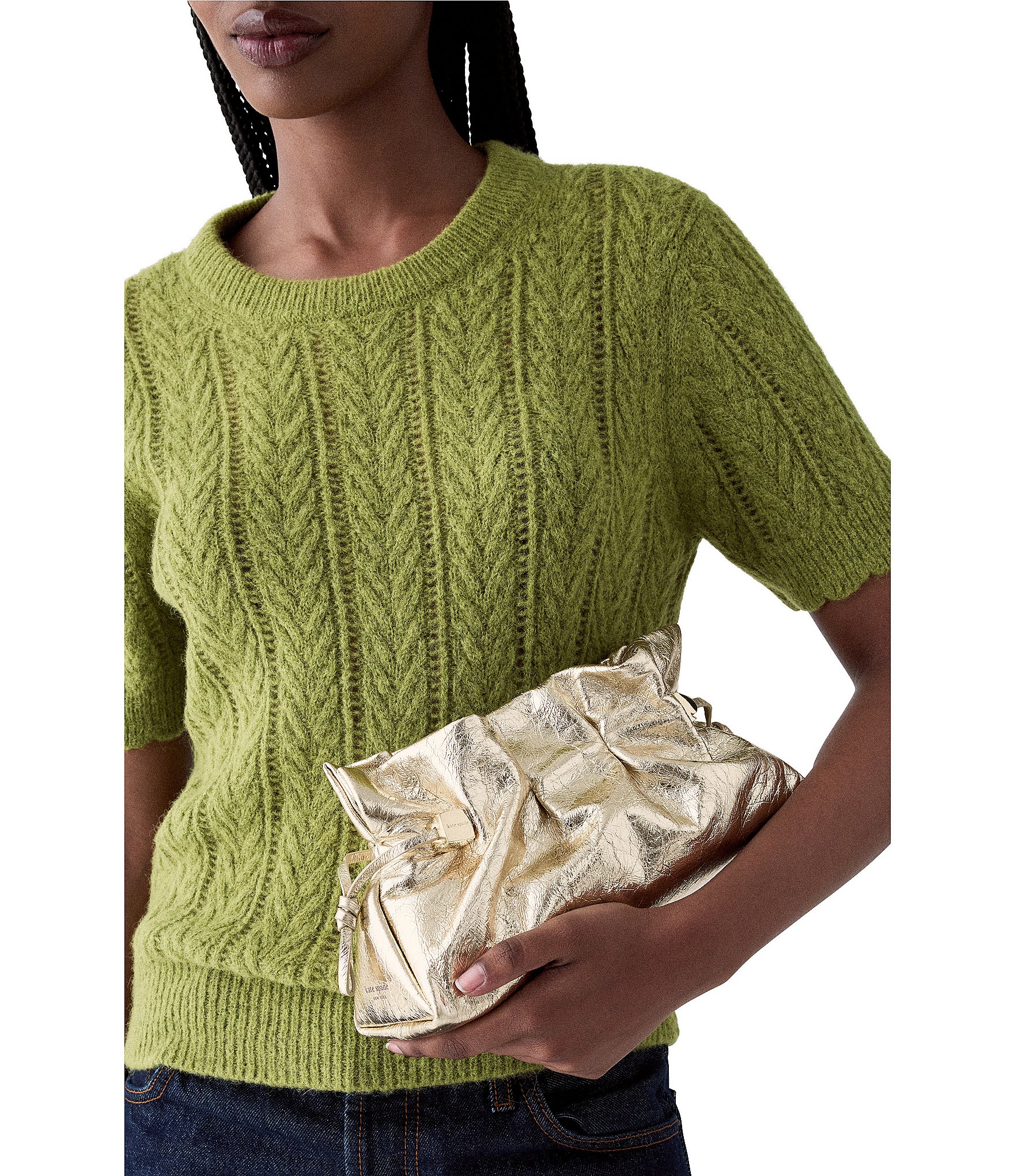 kate spade new york Rio Metallic Drawstring Clutch Shoulder Bag