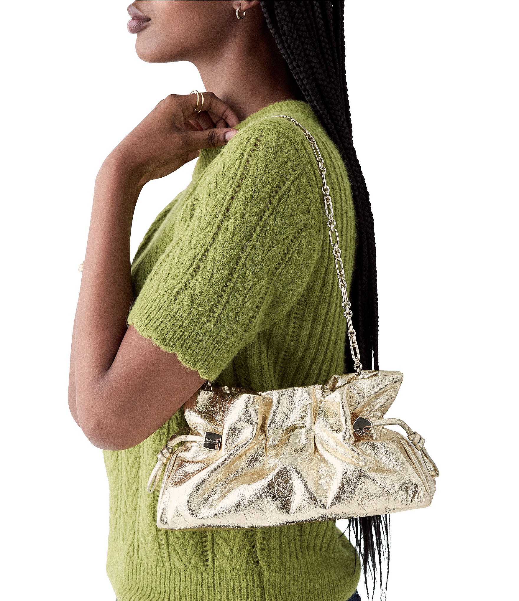 kate spade new york Rio Metallic Drawstring Clutch Shoulder Bag