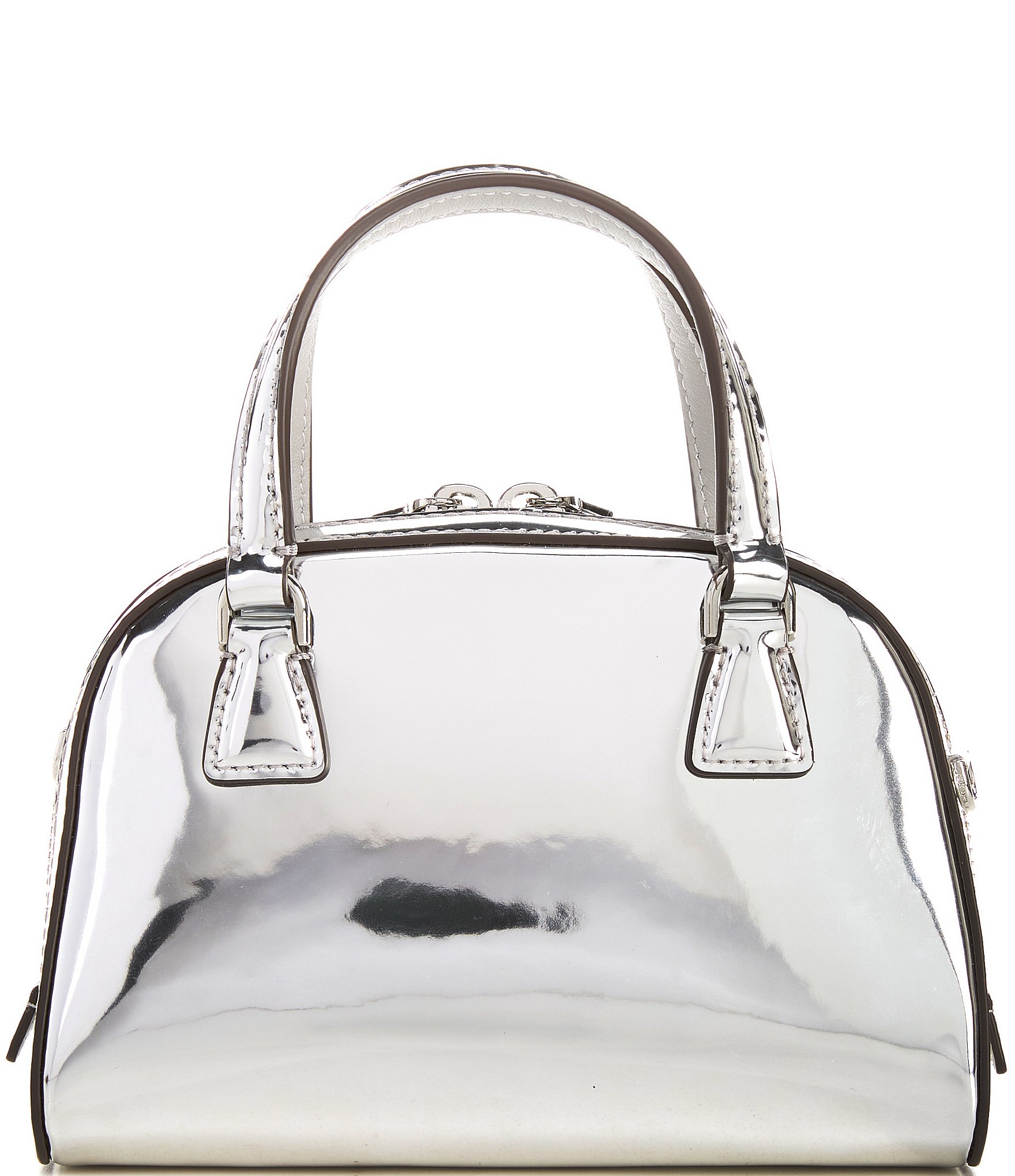 kate spade new york Sam Icon Silver Metallic Leather Mini Duffle Satchel Bag