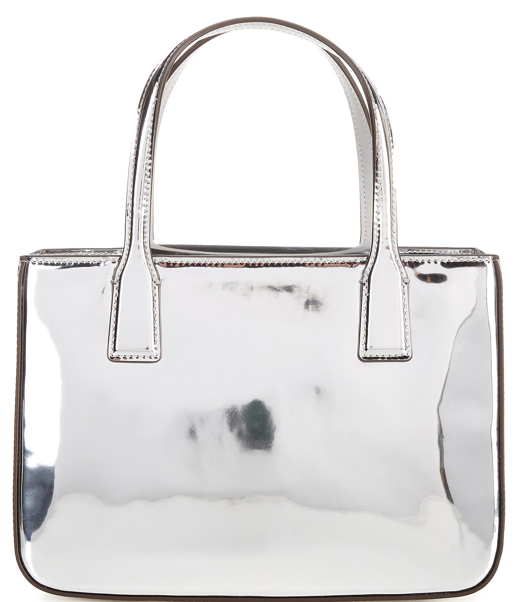 kate spade new york Sam Icon Silver Metallic Leather Square Tote Bag