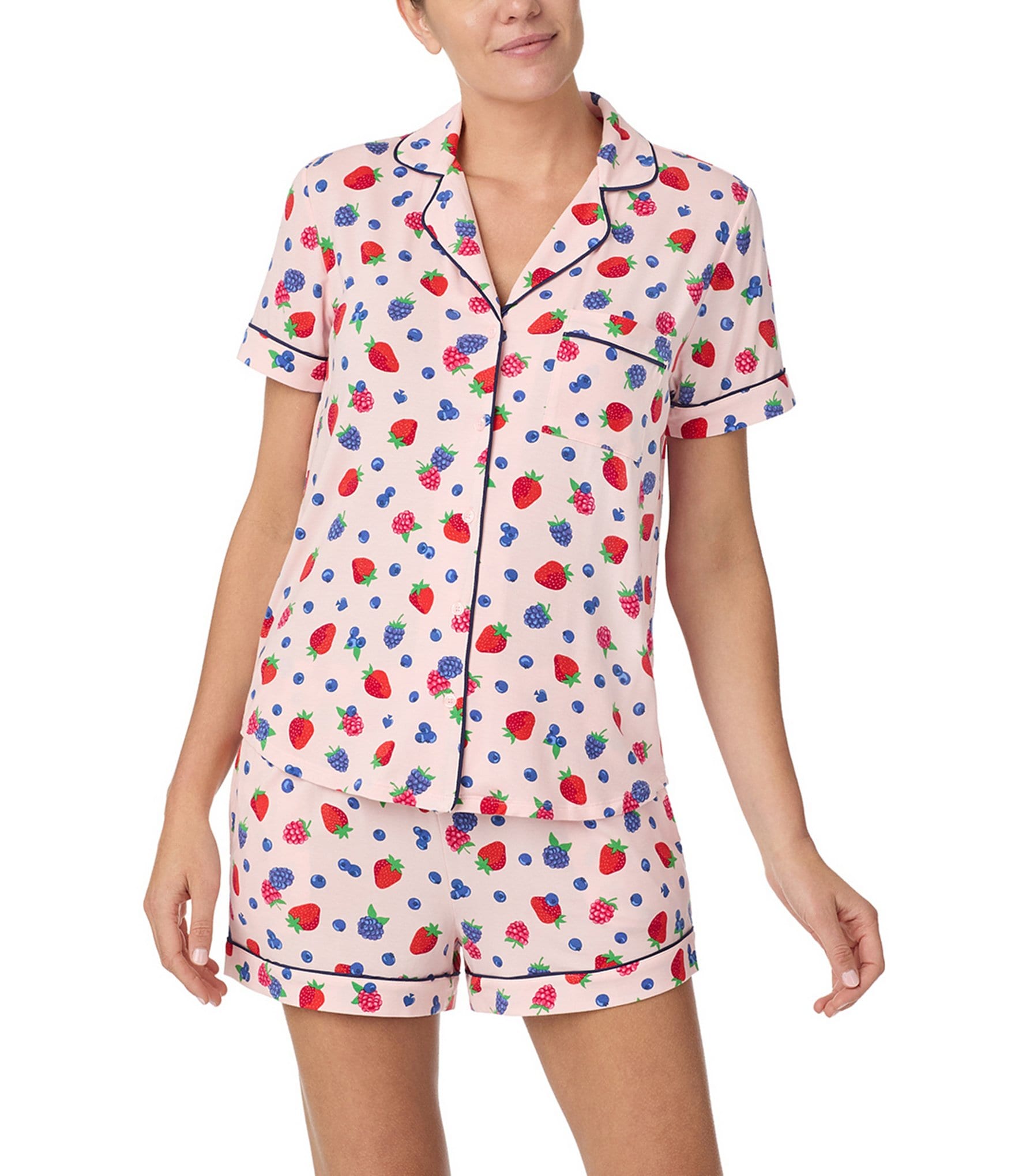 kate spade new york Short Sleeve Notch Collar Jersey Knit