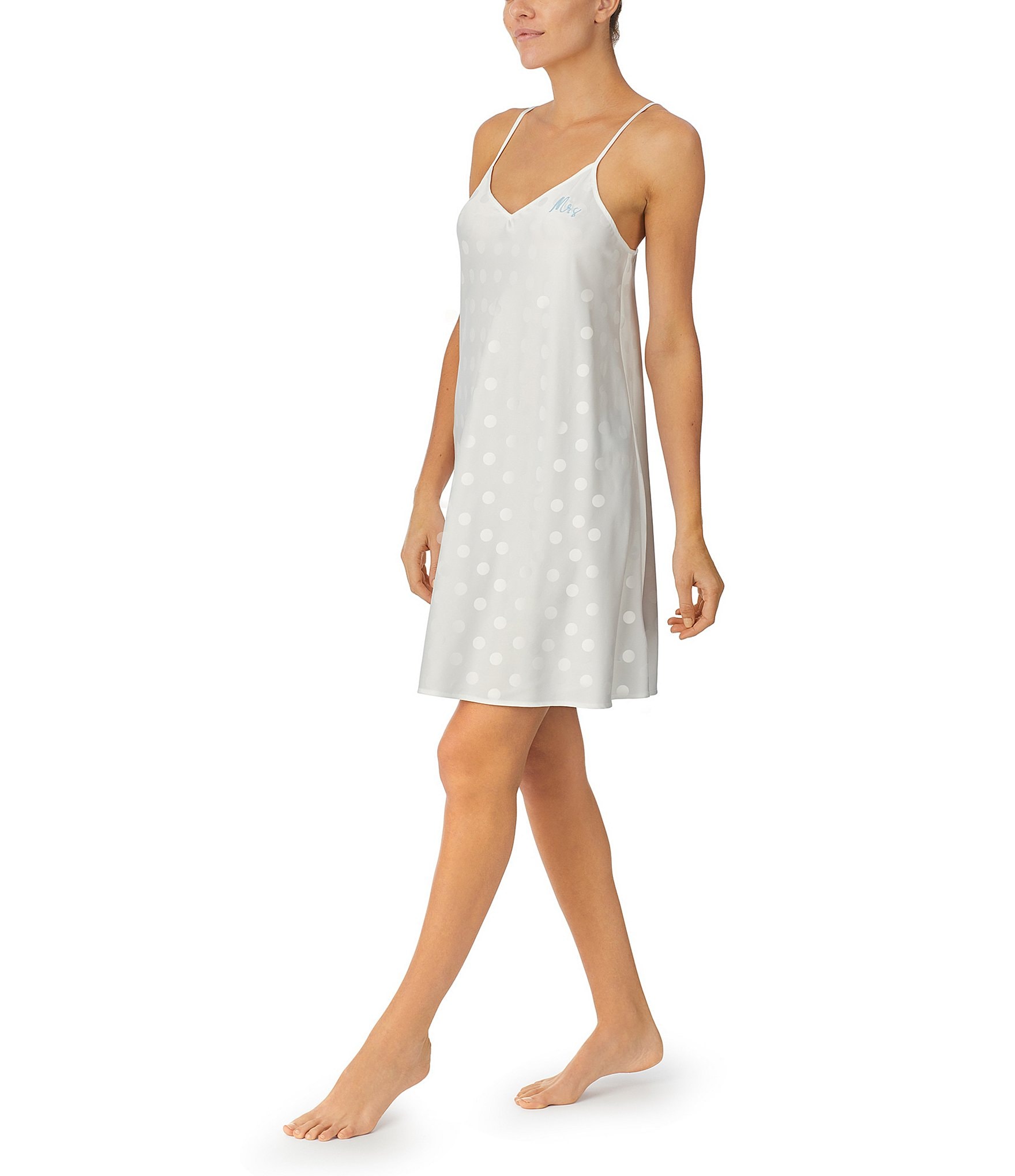 kate spade new york Sleeveless V-Neck Jacquard Dot Bridal Chemise