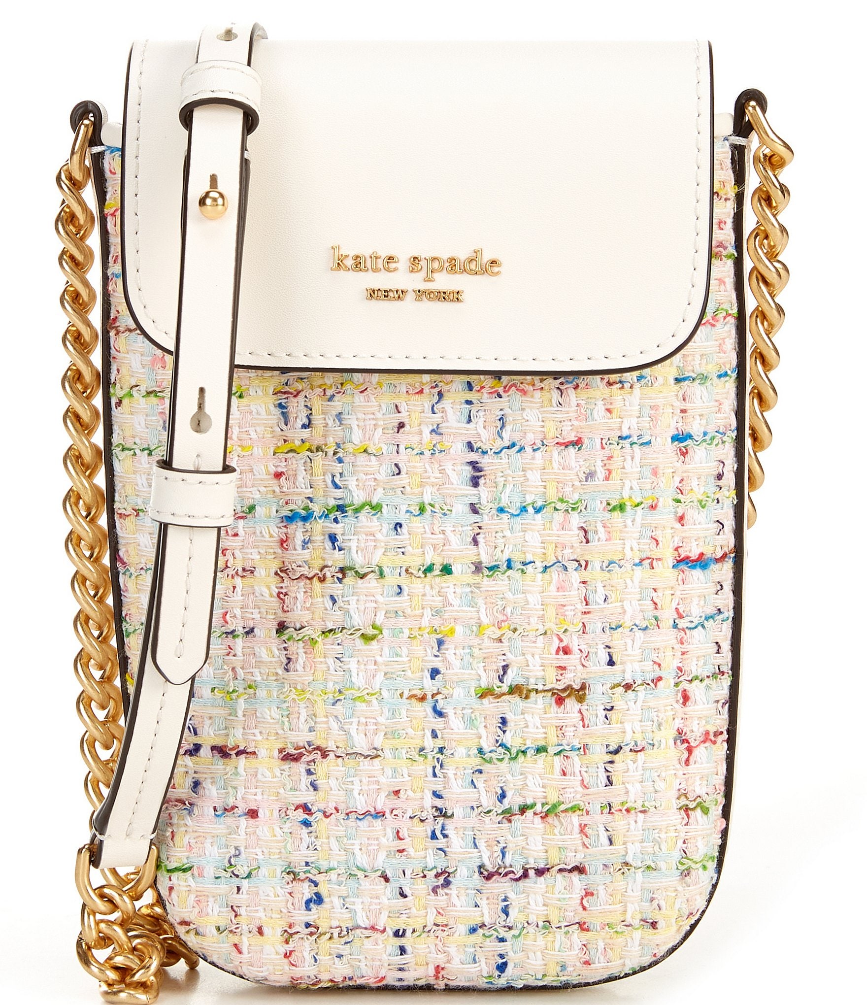 Steffie Embellished Straw North South Phone Crossbody