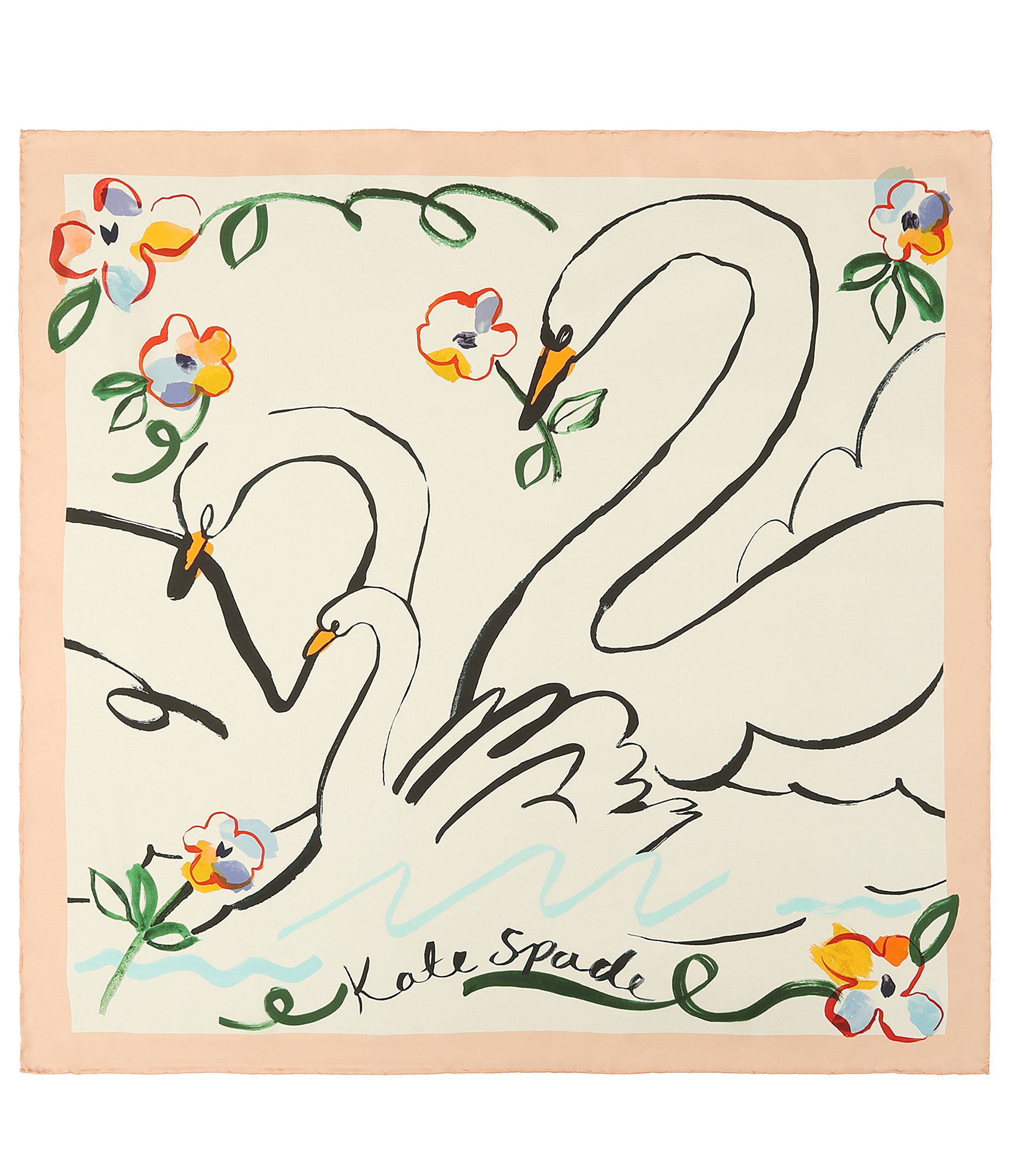 kate spade new york Swans Silk Square Scarf