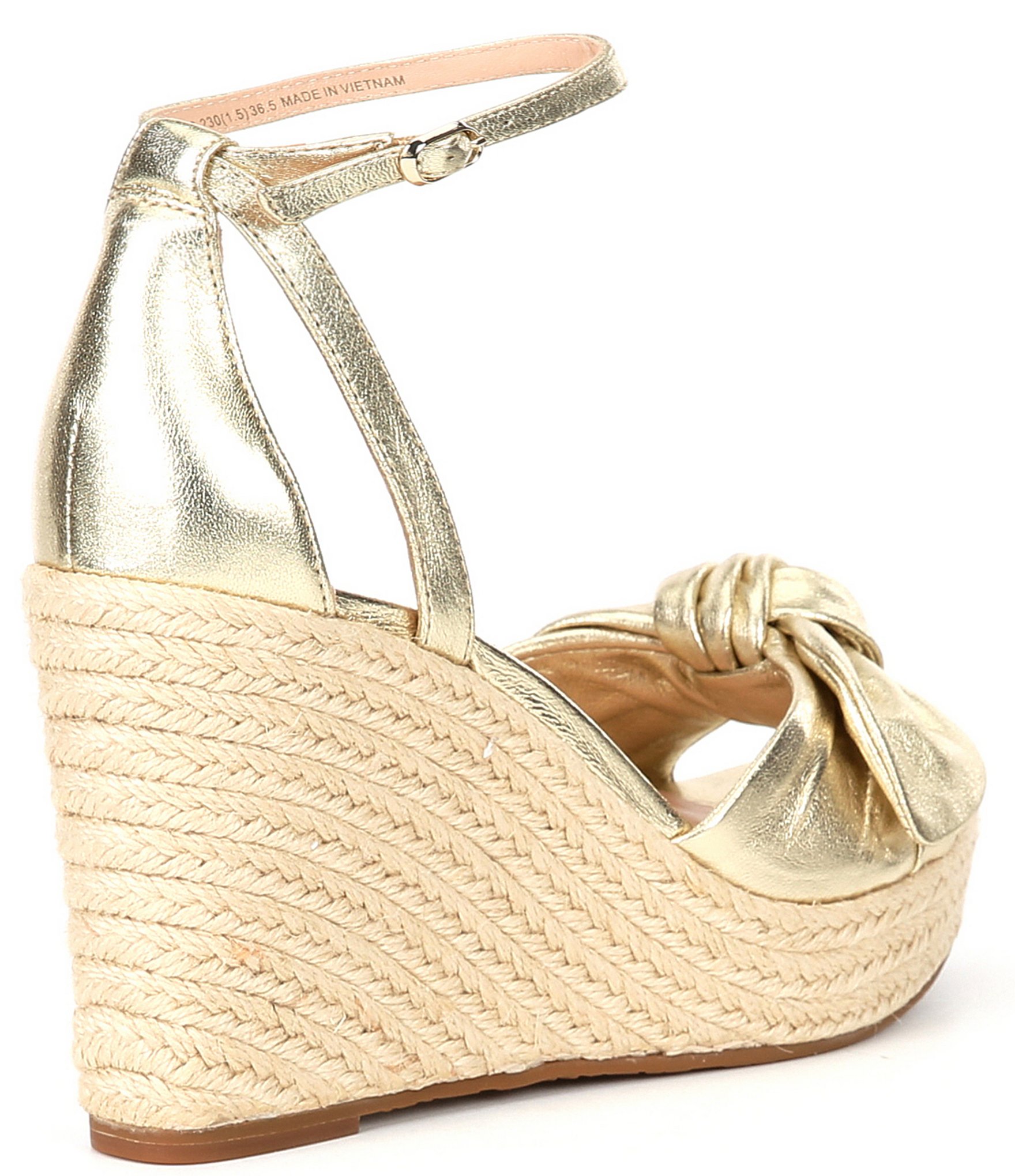 kate spade new york Tianna Metallic Leather Bow Platform Wedge Espadrille Sandals