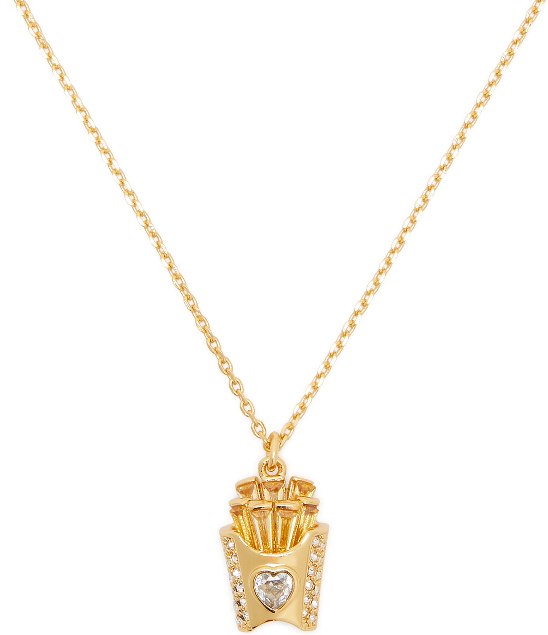 kate spade new york What A Snack French Fry Heart Crystal Short Pendant Necklace