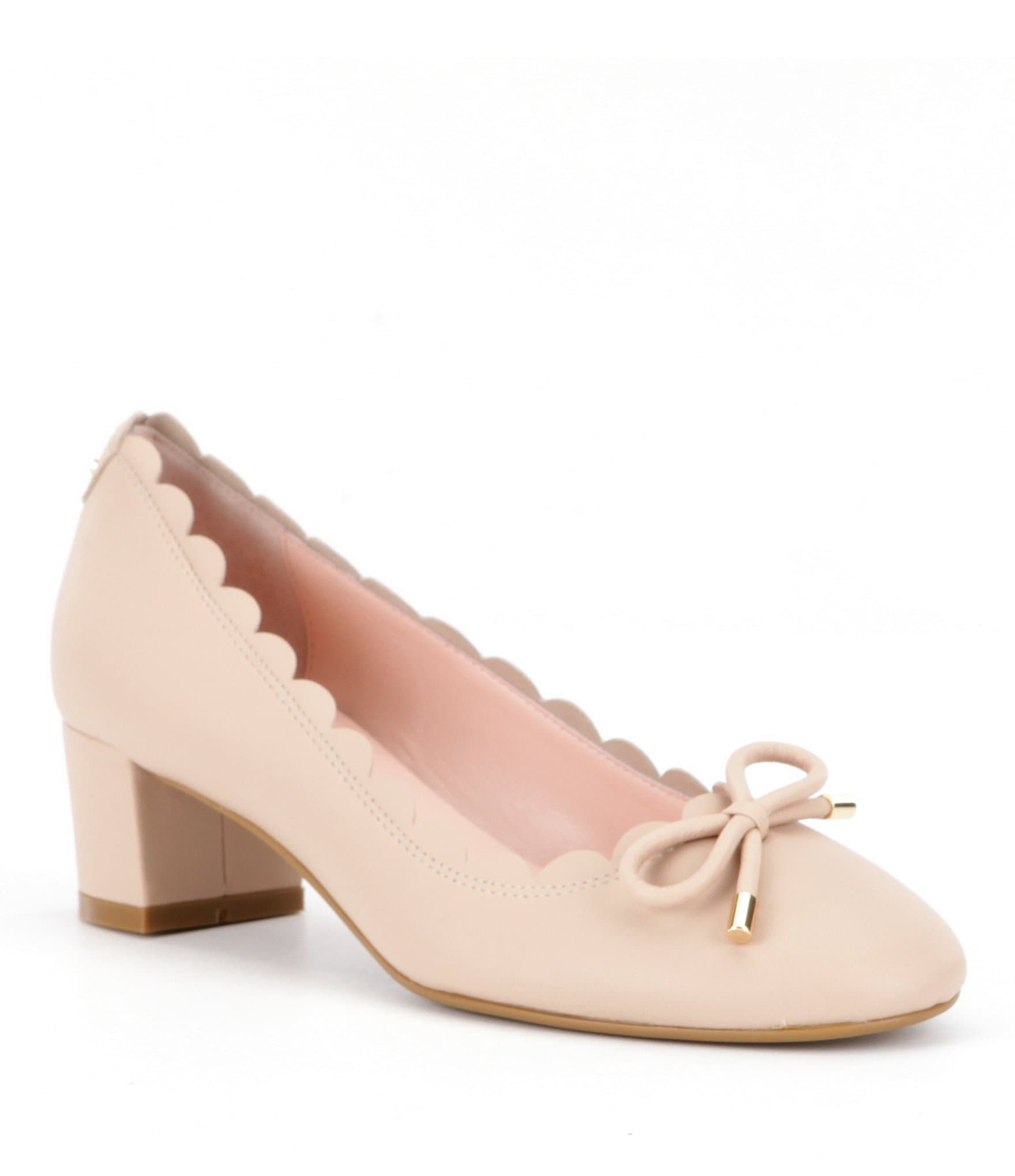 kate spade new york Yasmin Scalloped Bow Detail Block Heel Pumps | Dillards