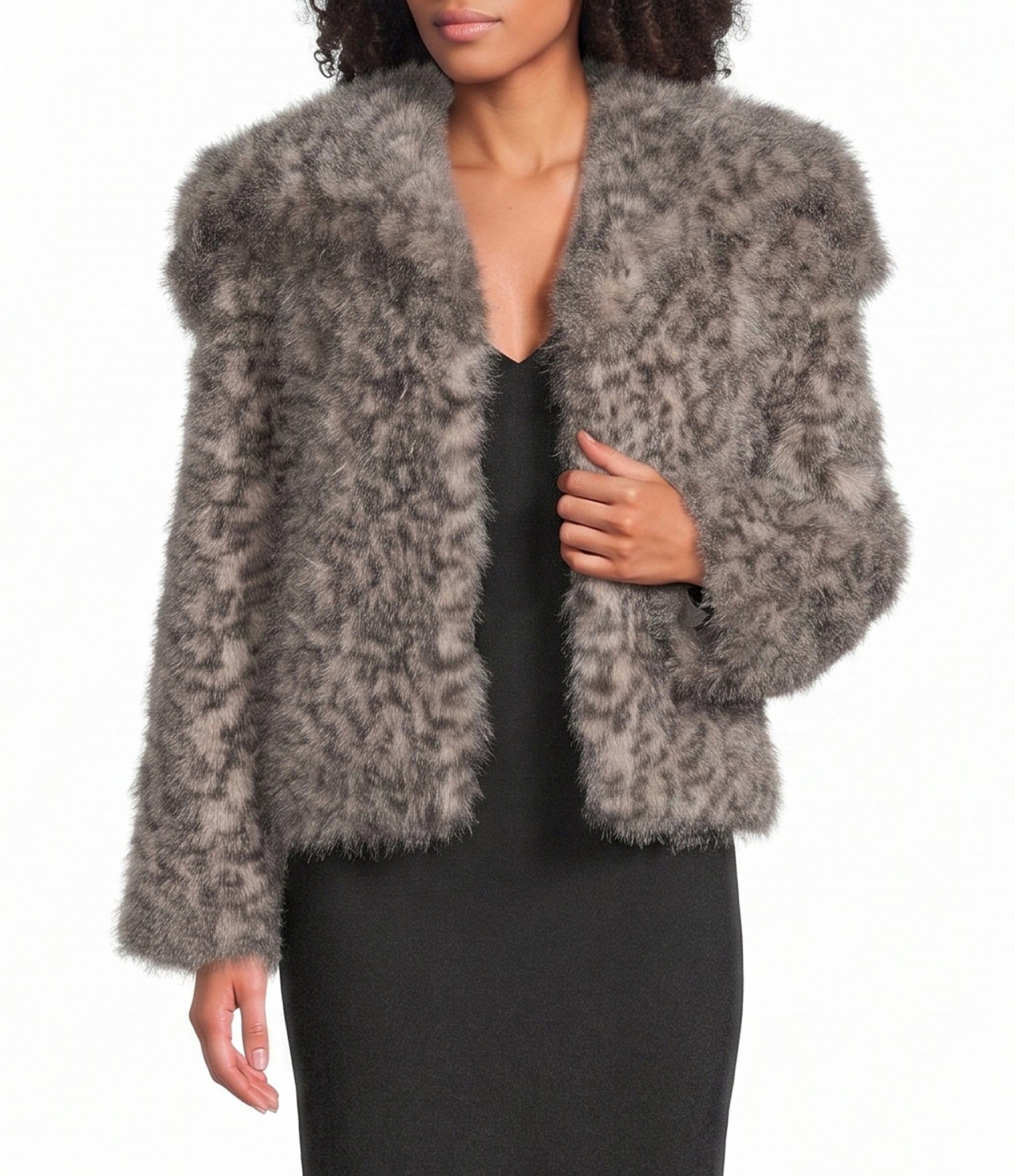 Katherine Kelly Faux Fur Leopard Pattern Coat