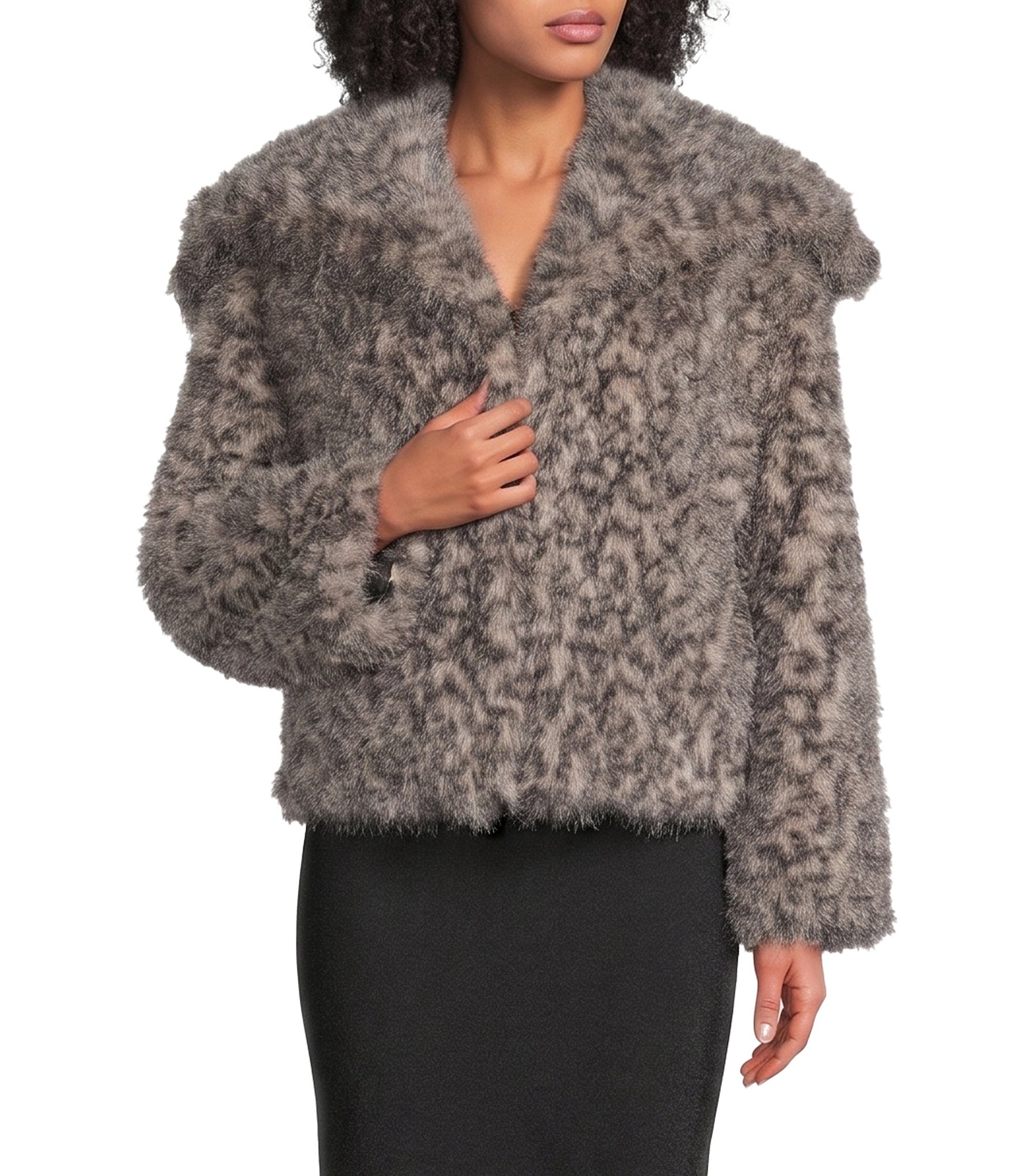 Katherine Kelly Faux Fur Leopard Pattern Coat