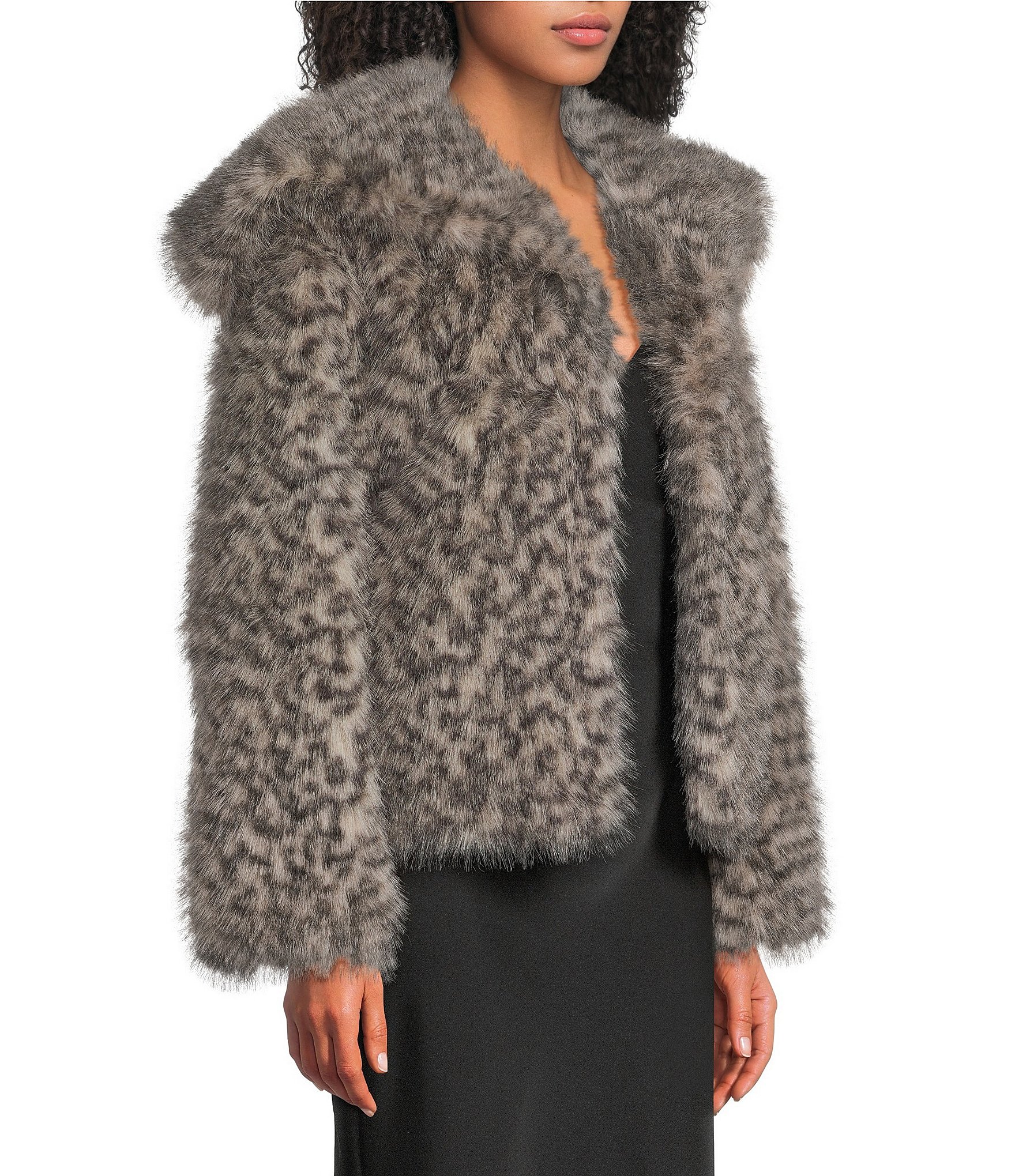 Katherine Kelly Faux Fur Leopard Pattern Coat
