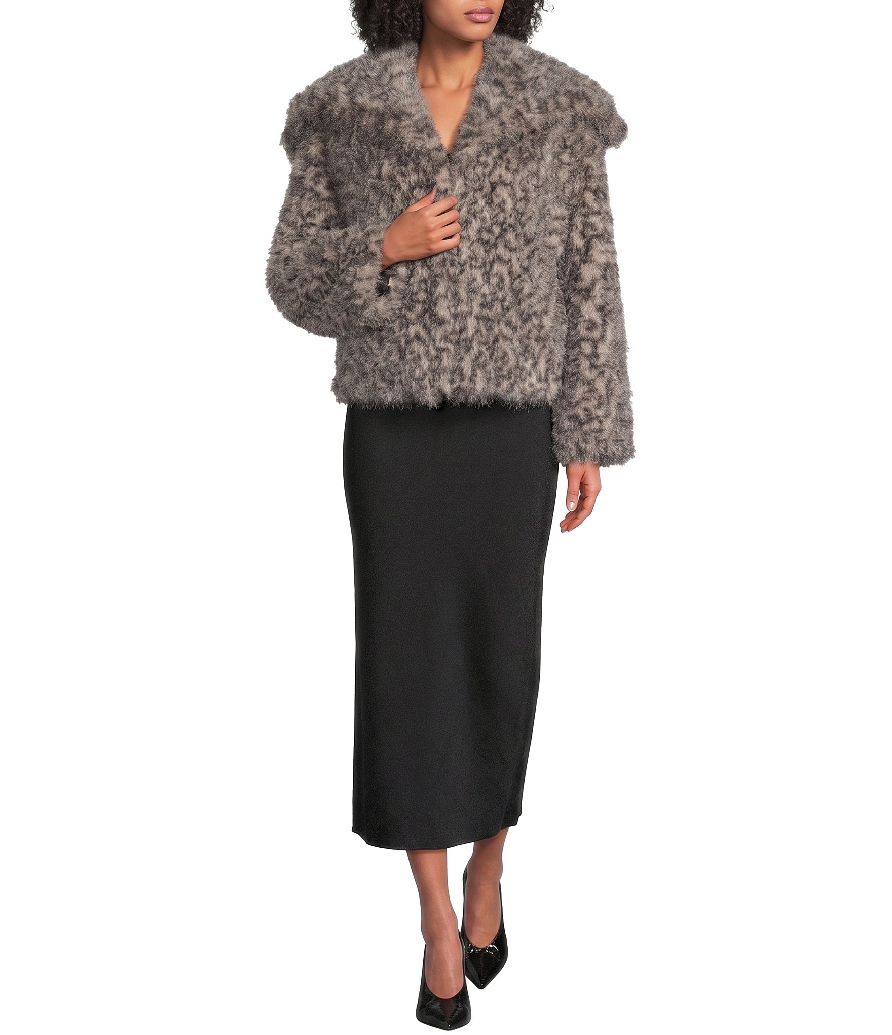 Katherine Kelly Faux Fur Leopard Pattern Coat