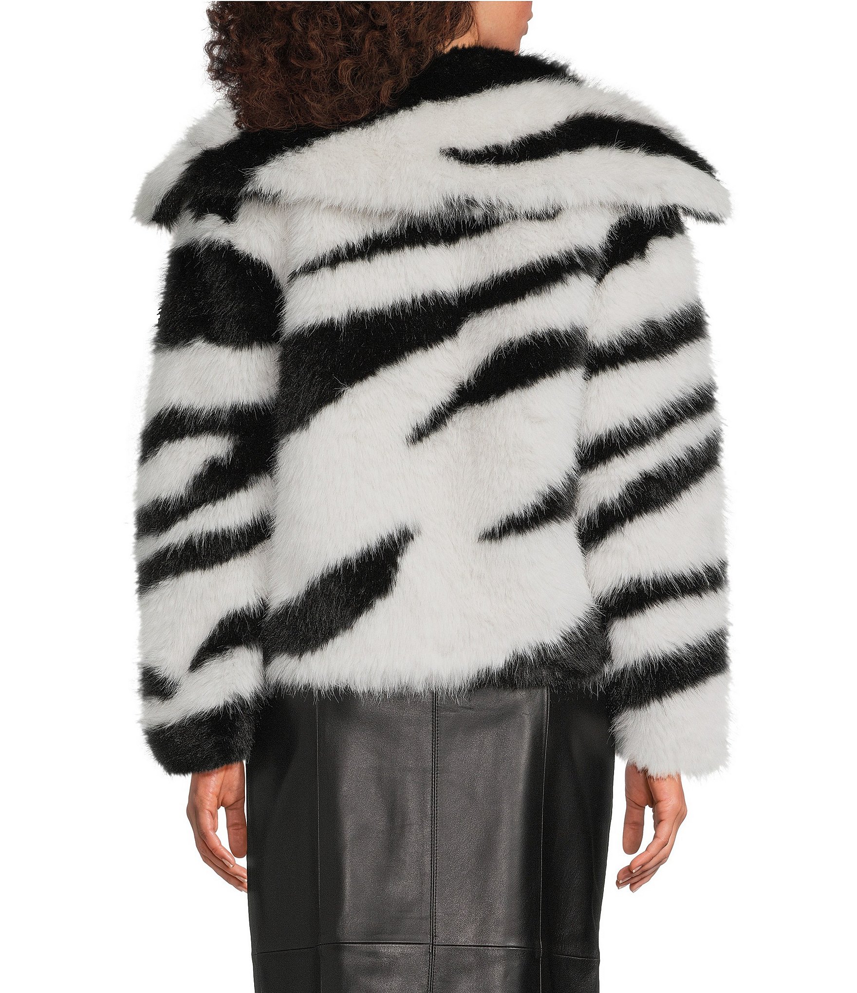 Katherine Kelly Faux Fur Zebra Pattern Coat