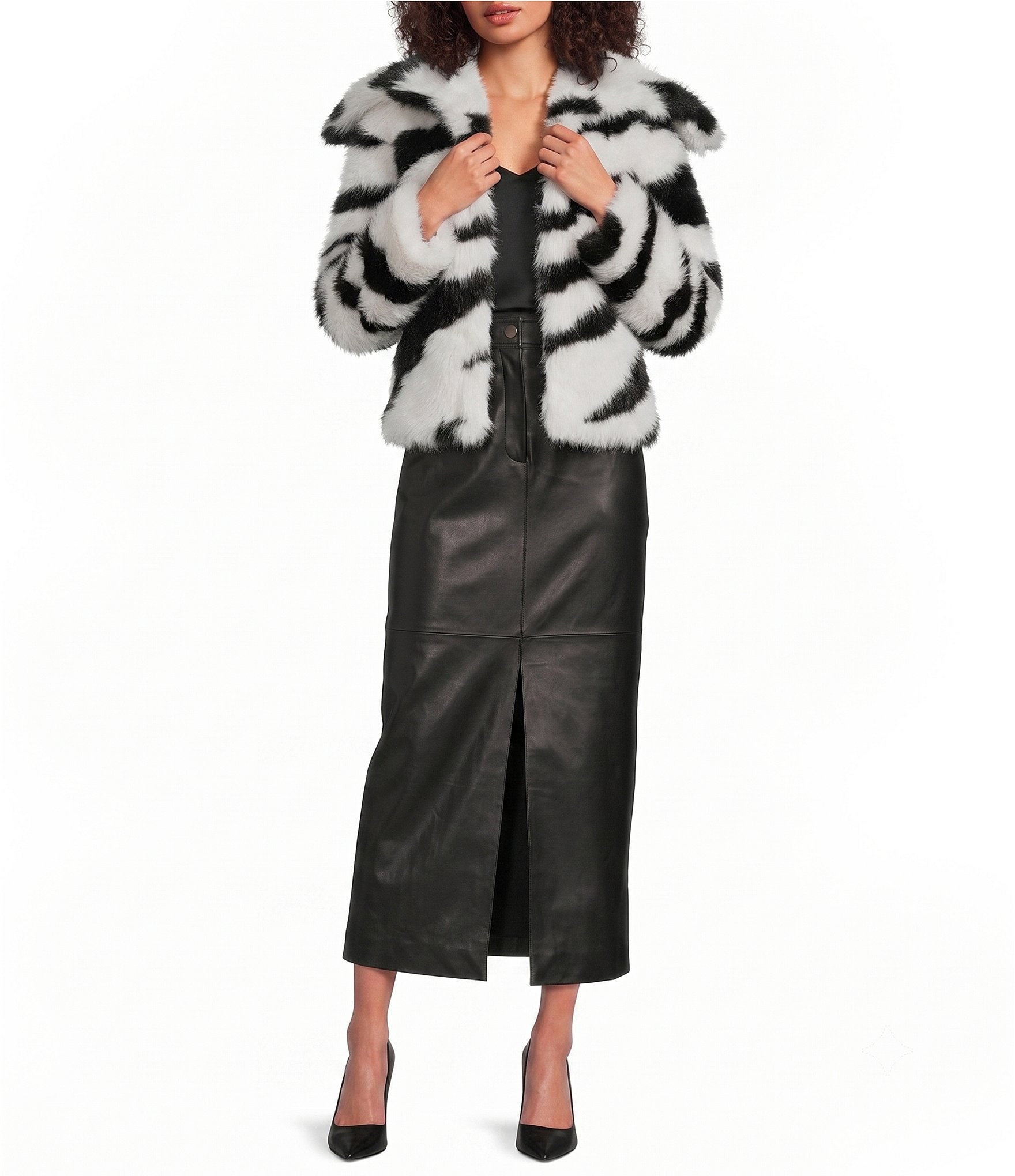 Katherine Kelly Faux Fur Zebra Pattern Coat