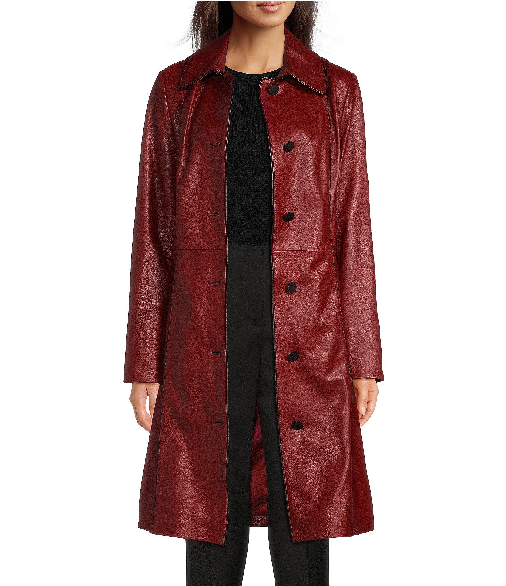 Katherine Kelly Genuine Lamb Leather Shirt Collar Jacket