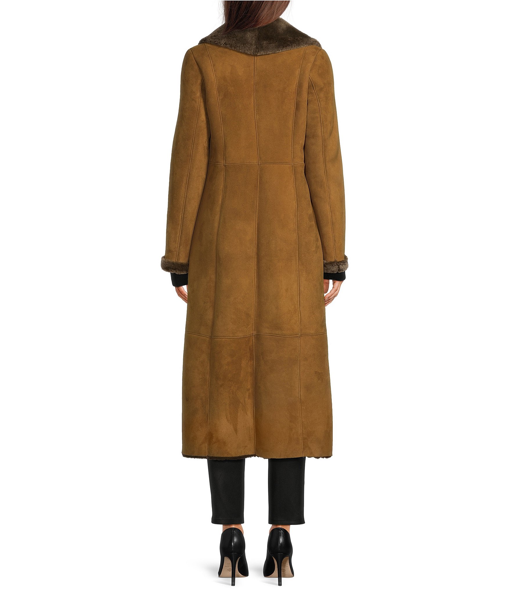 Katherine Kelly Genuine Shearling Notch Collar Coat