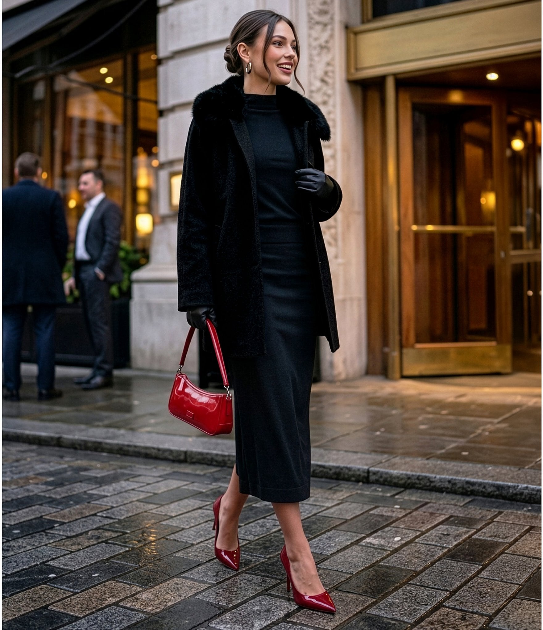 Katherine Kelly Removable Faux Fur Collar Pure Wool Coat