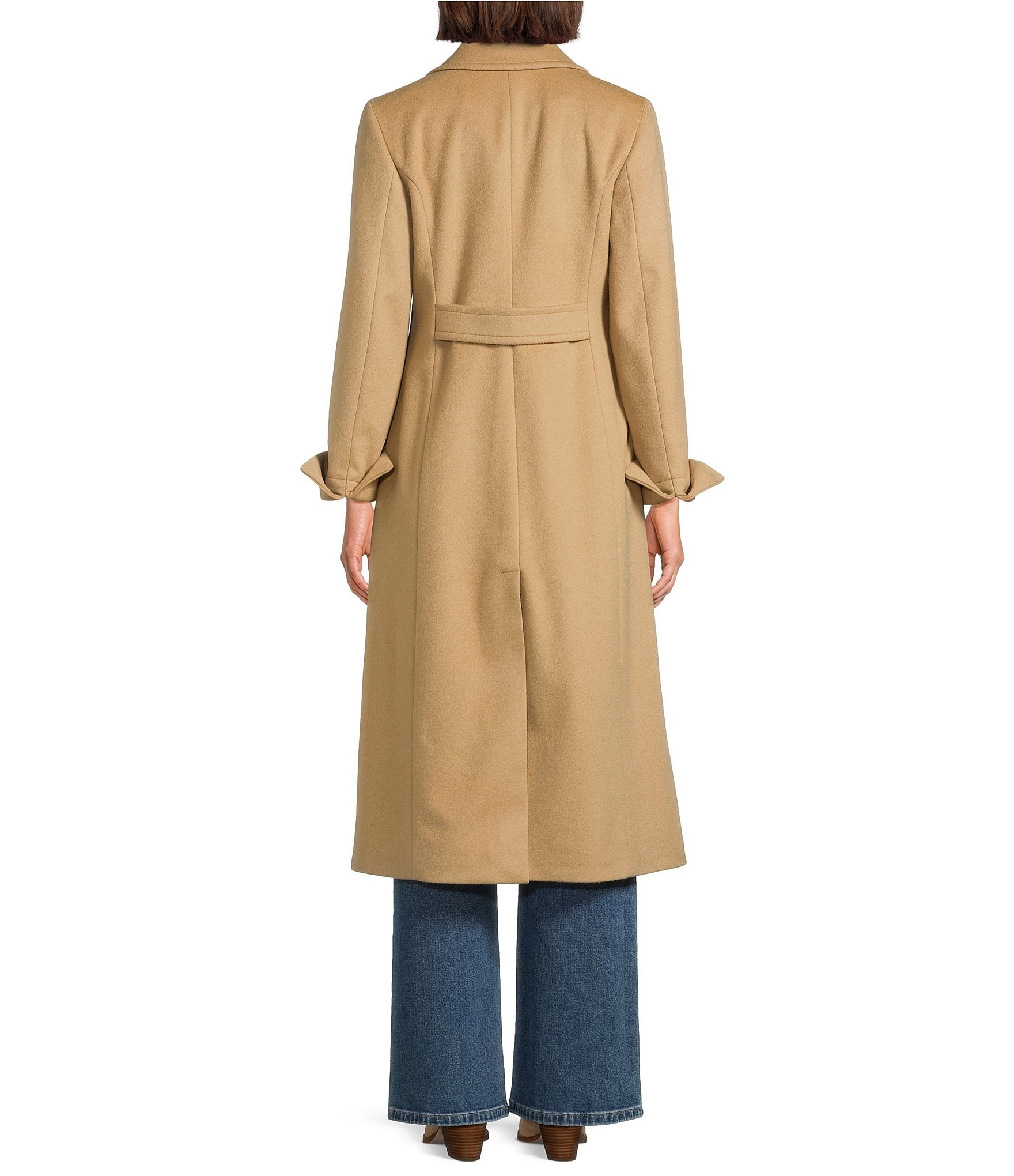 Katherine Kelly Pure Wool Notch Collar Button Front Maxi Coat