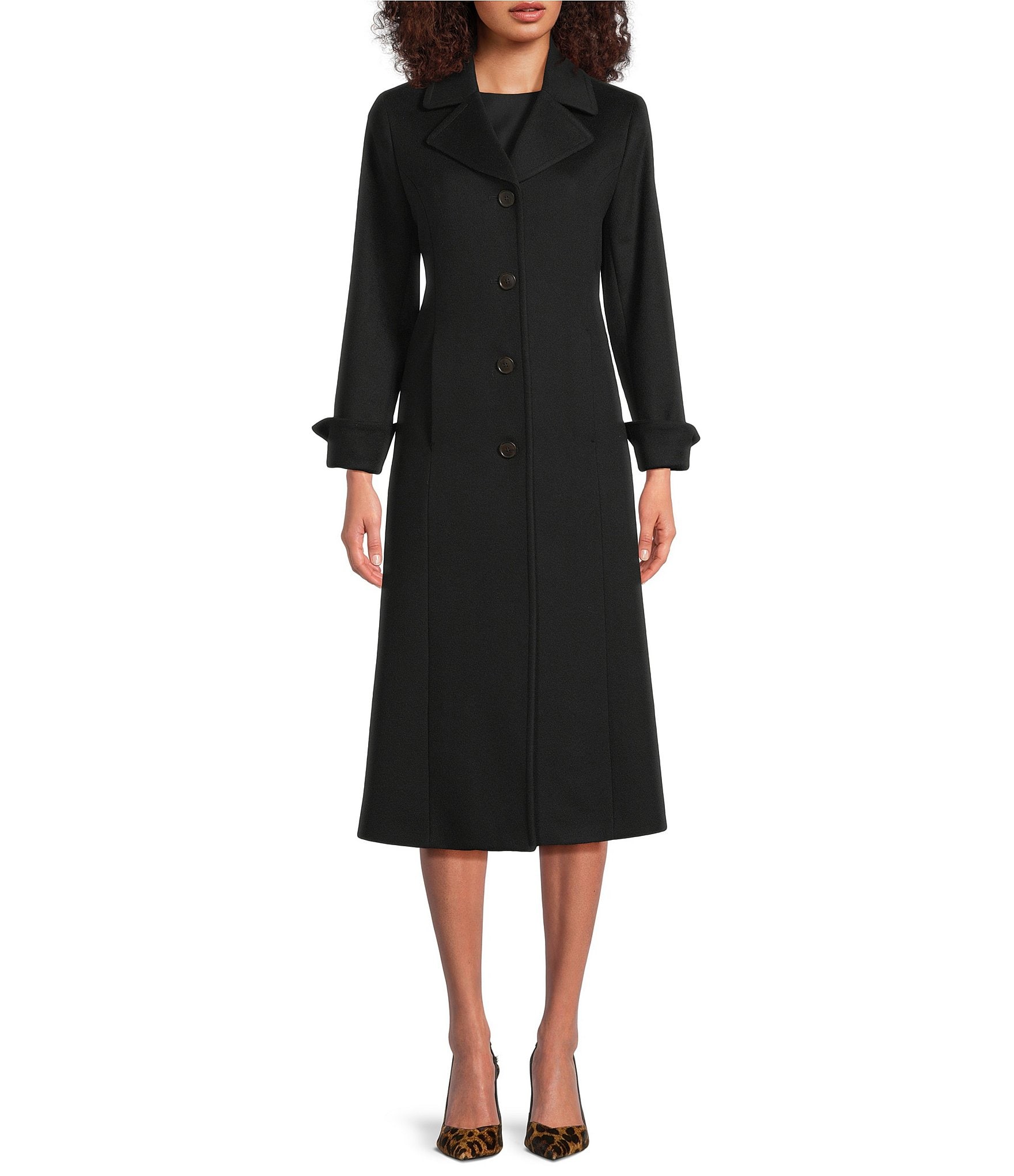 Katherine Kelly Pure Wool Notch Collar Button Front Maxi Coat