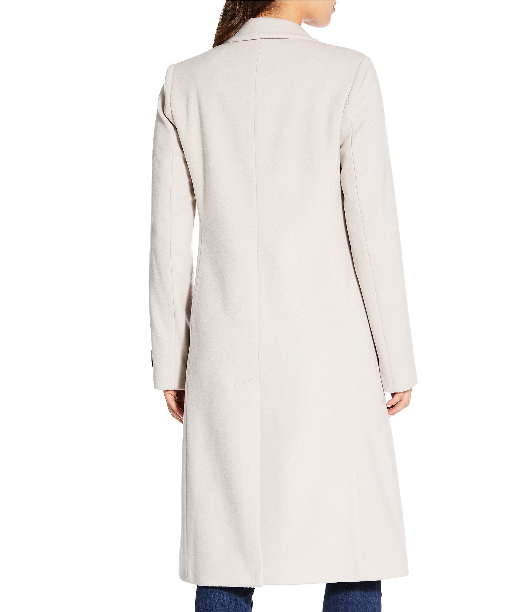 Katherine Kelly Pure Wool Notch Collar Double Breasted Button Front Coat