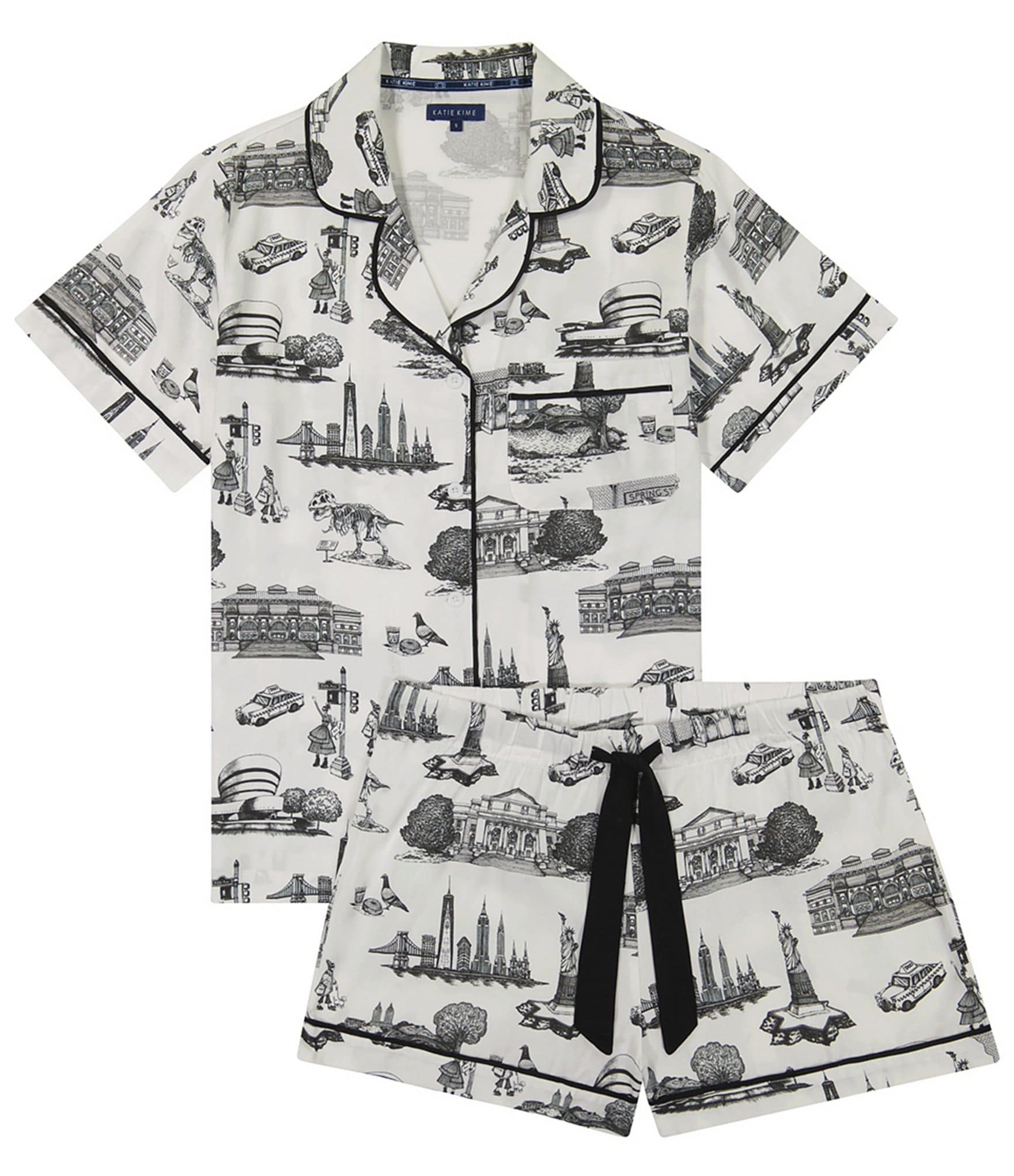 Katie Kime New York Toile Woven Shorty Pajama Set