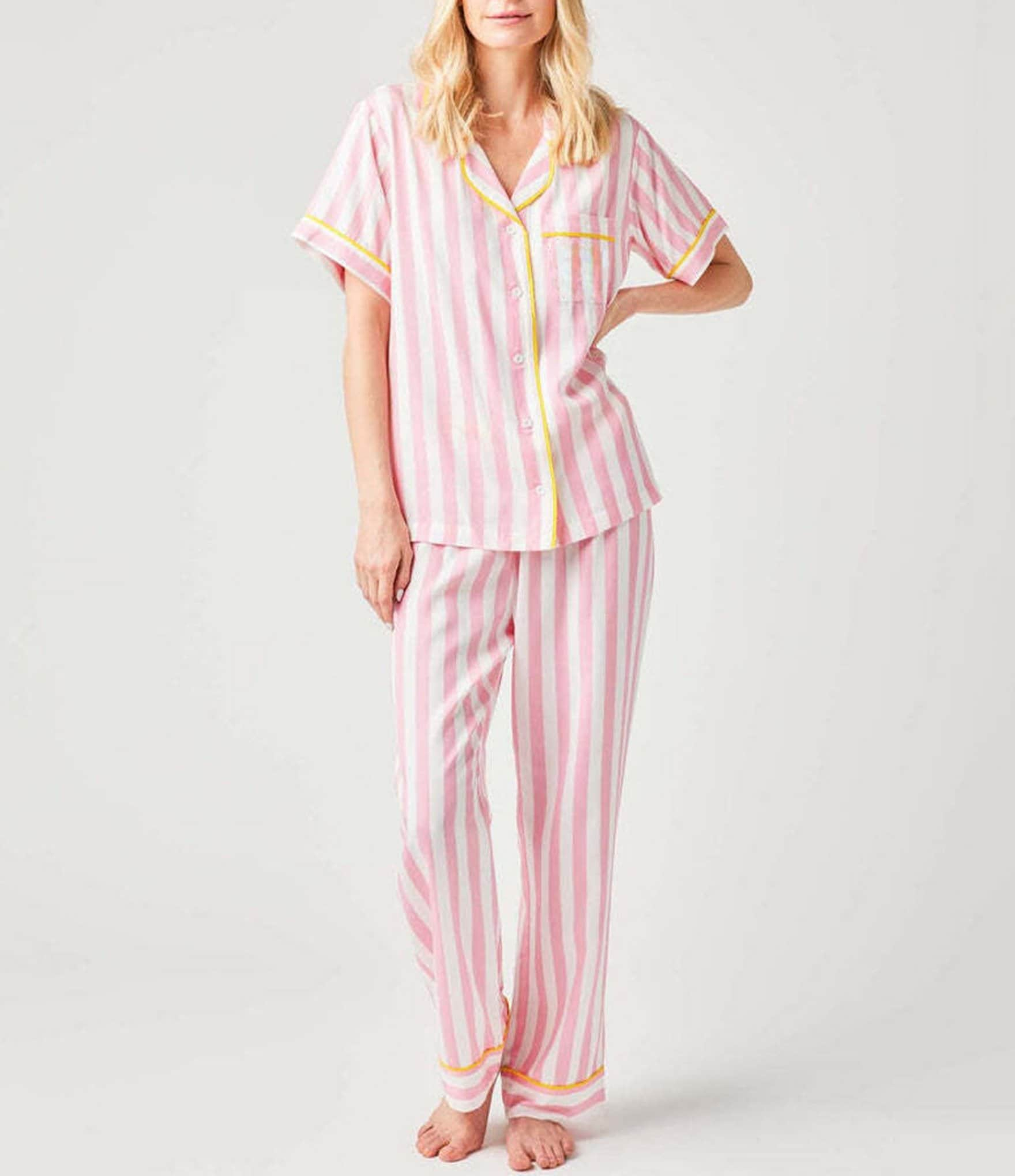 Katie Kime Retro Stripe Woven Top and Pant Pajama Set