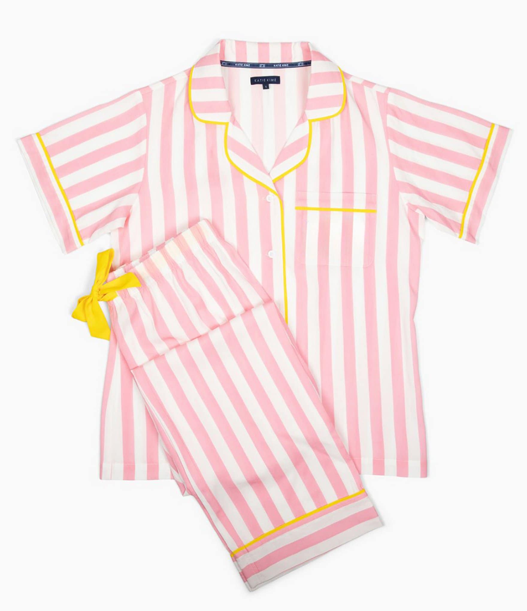 Katie Kime Retro Stripe Woven Top and Pant Pajama Set