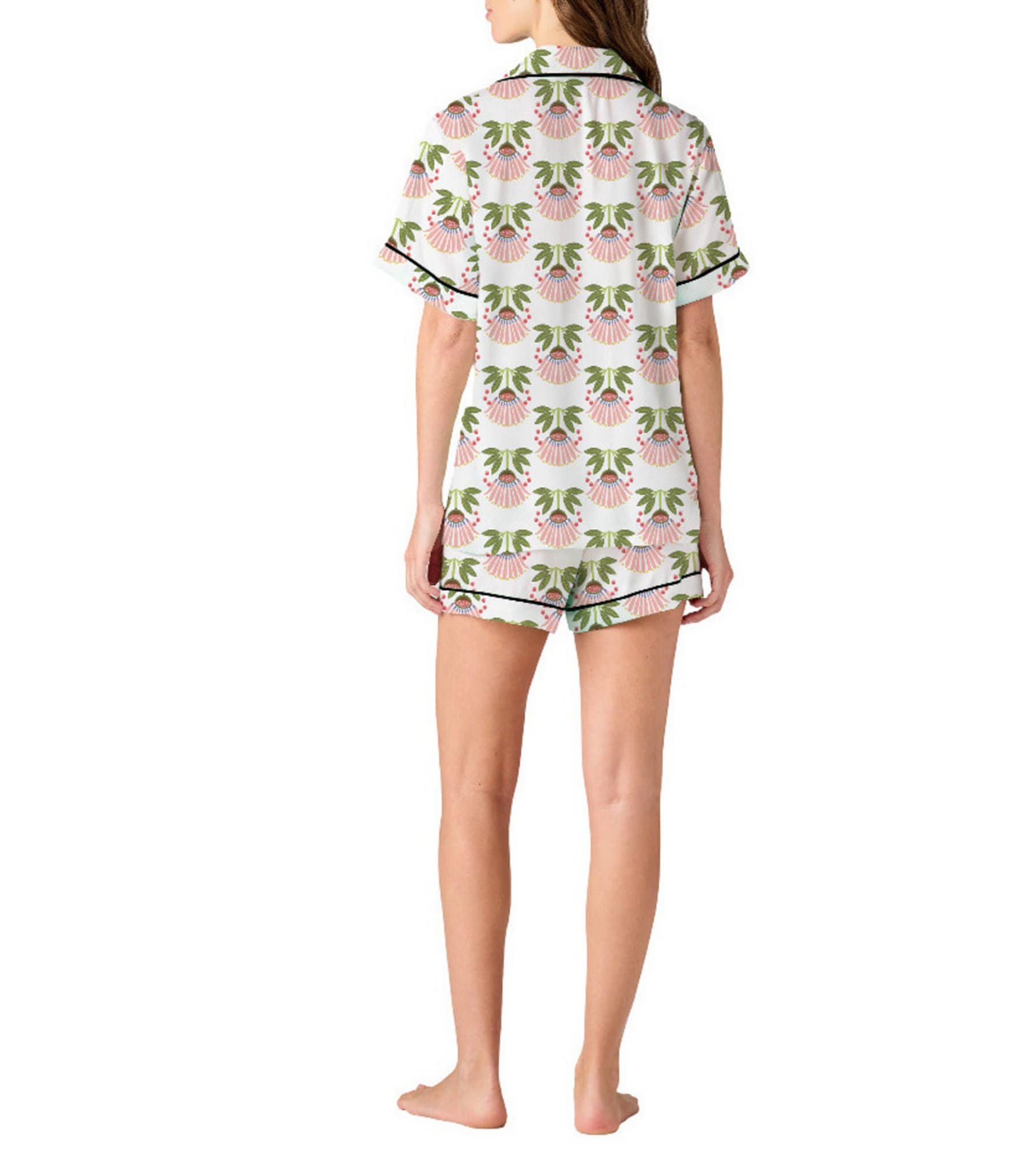 Katie Kime Summer Bouquet Woven Short Sleeve Notch Collar Shorty Pajama Set