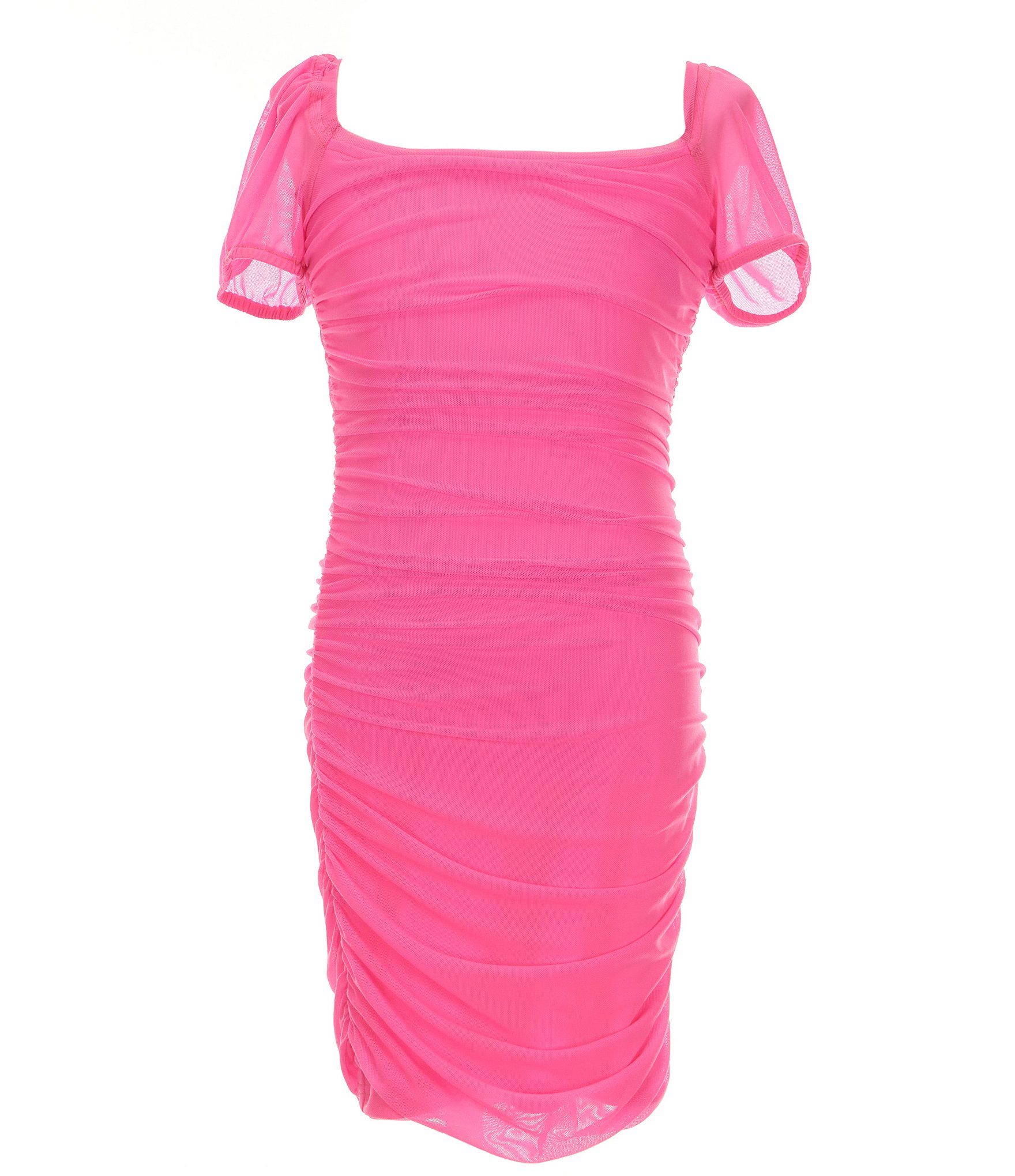 KatieJNYC Big Girls 7-16 Anya Mesh Ruched Puff Sleeve Dress KatieJNYC Big Girls 7-16 Anya Mesh Ruched Puff Sleeve Dress
