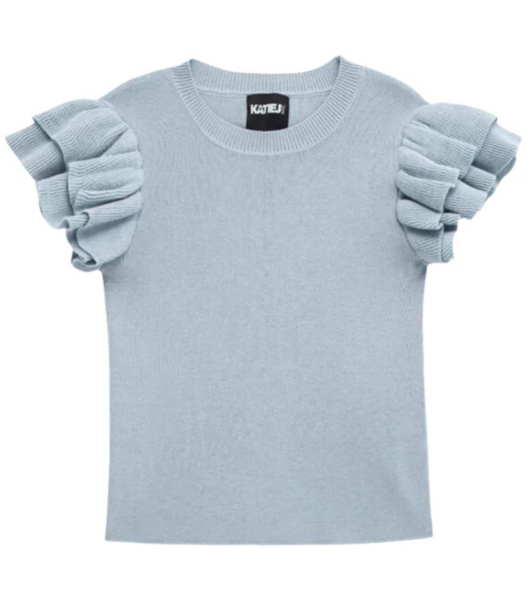 KatieJNYC Big Girls Flutter Sleeve Isla Sweater-Knit Top