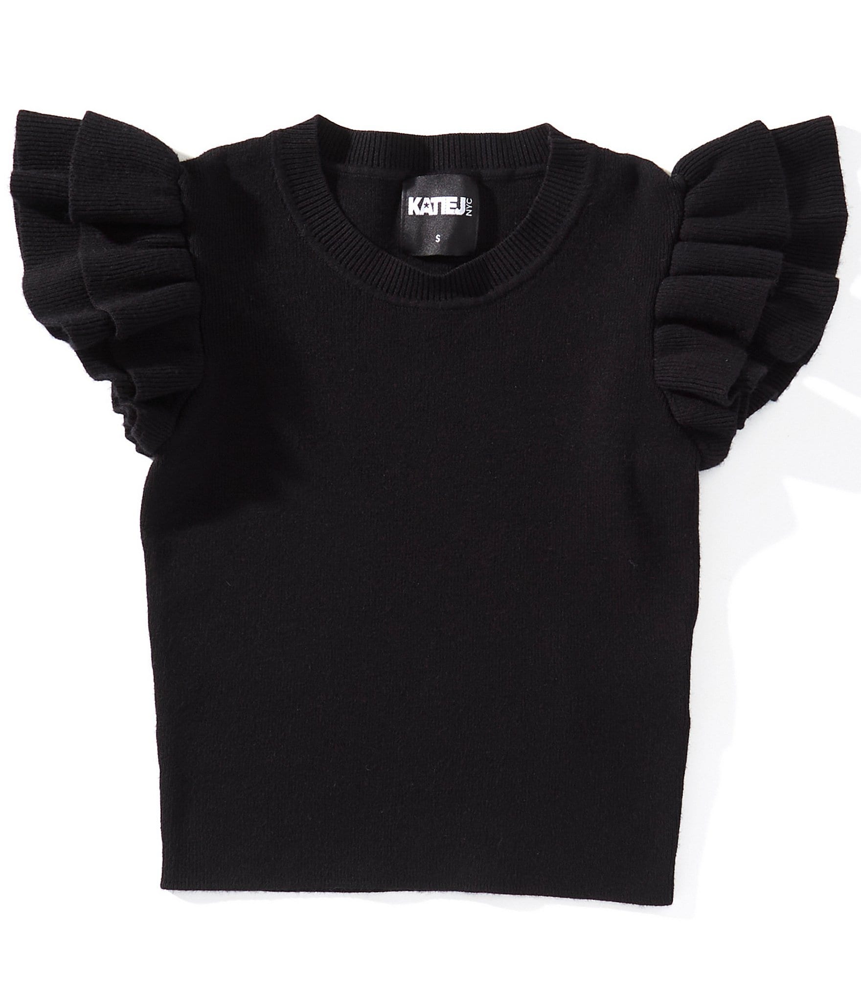 KatieJNYC Big Girls Flutter Sleeve Isla Sweater-Knit Top