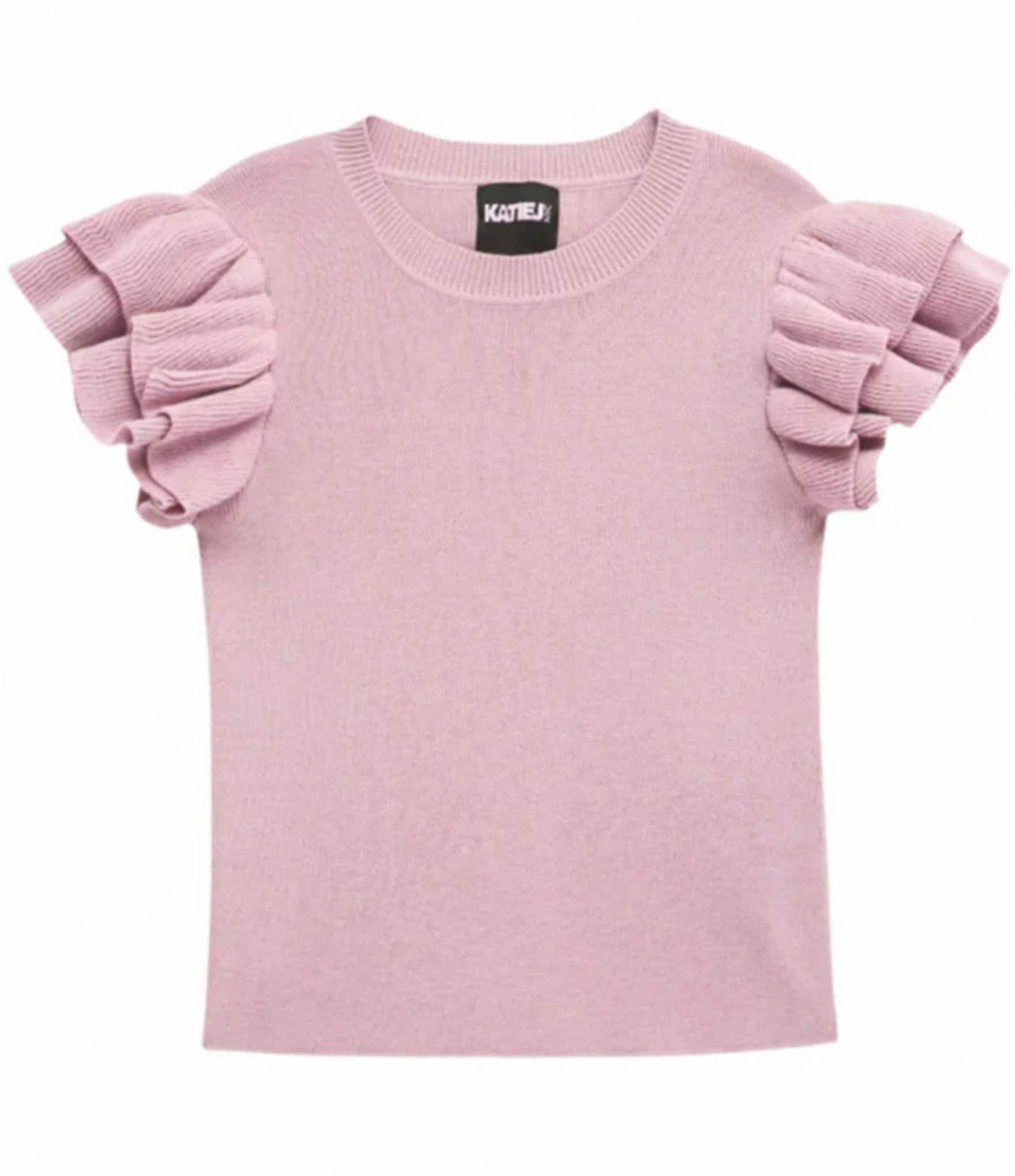 KatieJNYC Big Girls Flutter Sleeve Isla Sweater-Knit Top