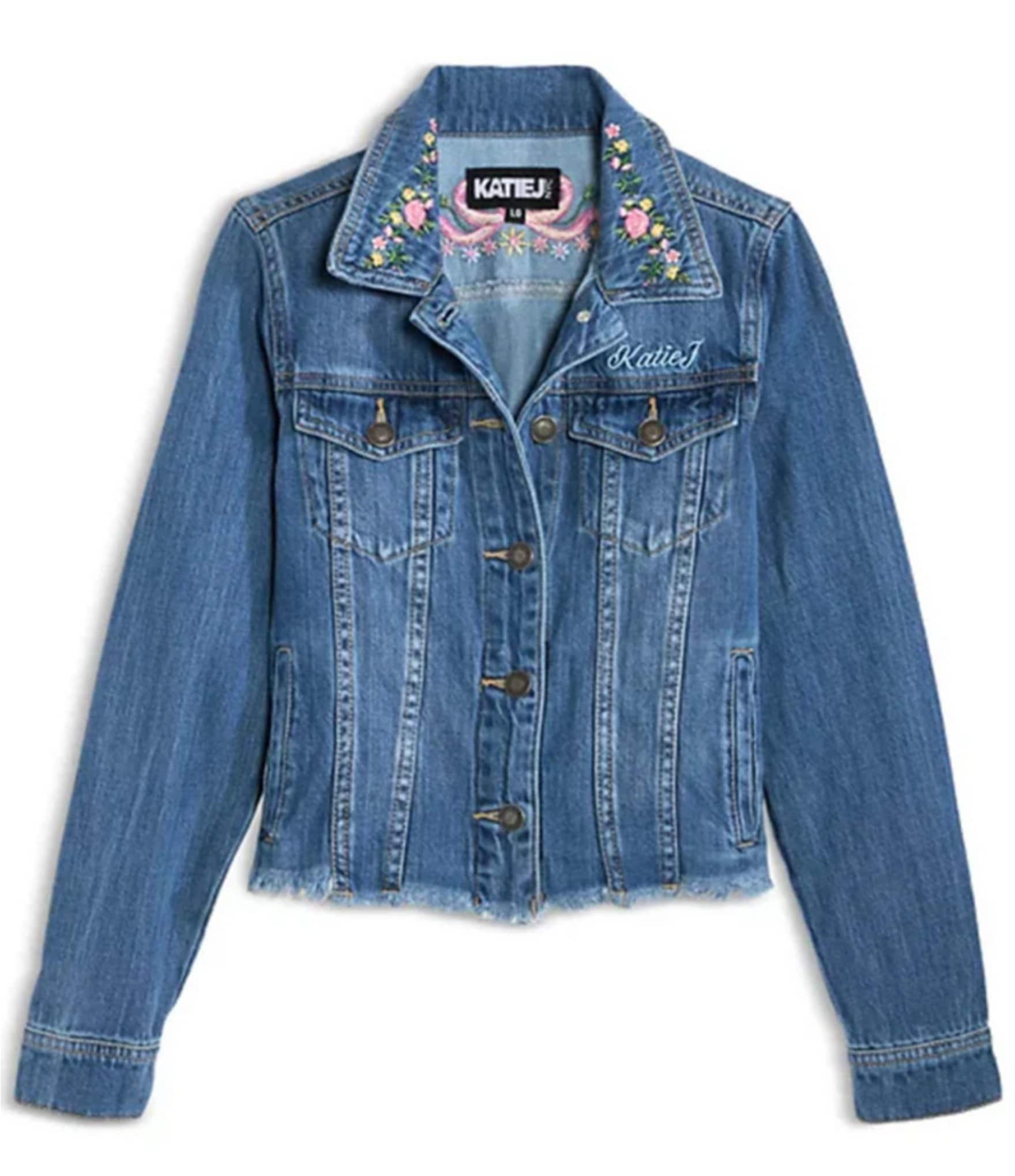 KatieJNYC Big Girls Newport Embroidered Denim Jacket