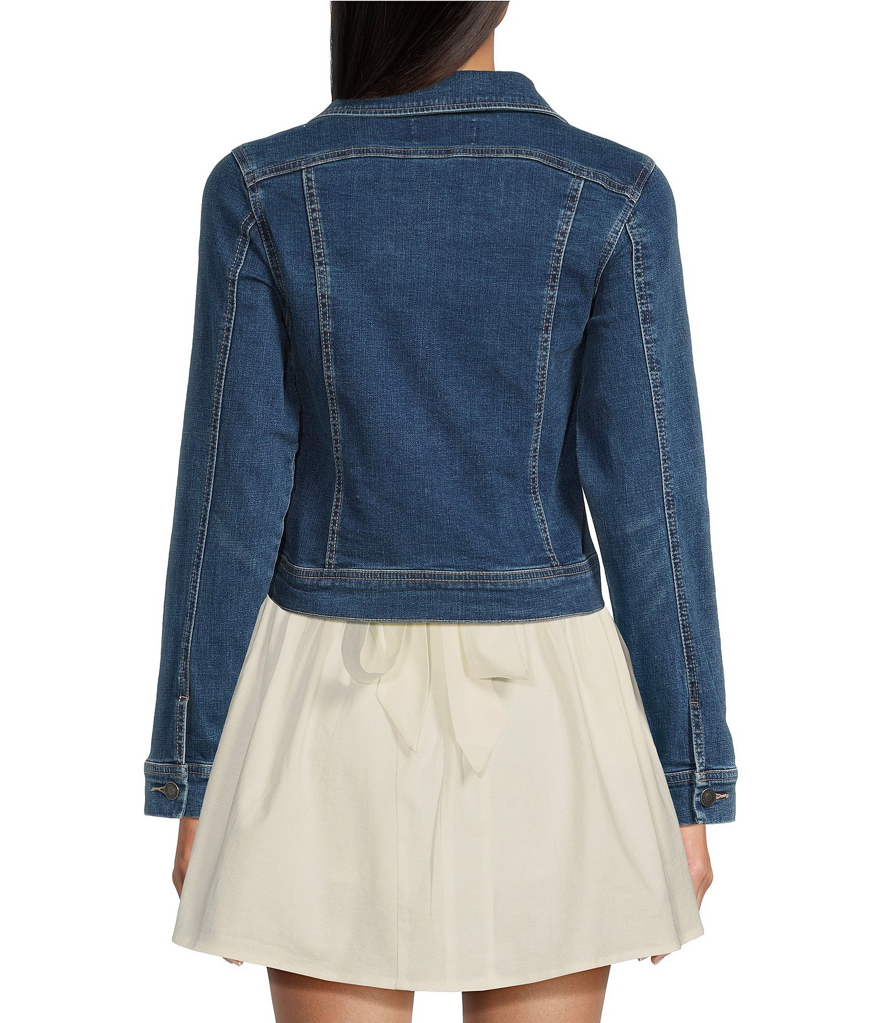 KatieJNYC Dallas Denim Point Collar Button Front Jacket