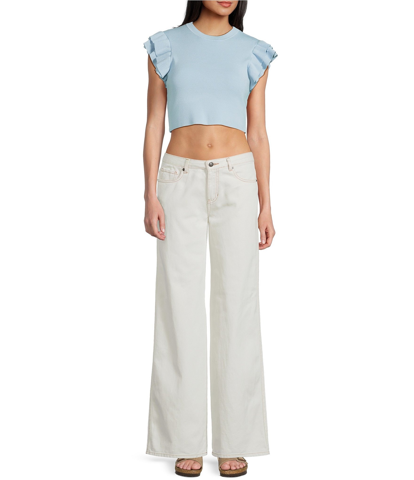 KatieJNYC Solid Wide Leg Chicago Denim Jeans