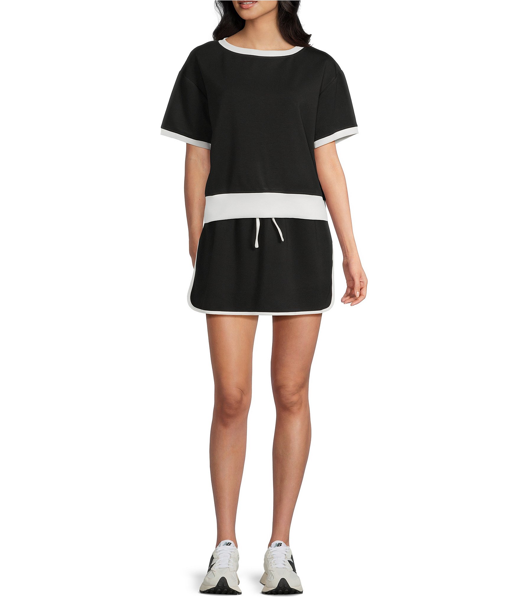 KATYDID Contrast Two-Tone Scuba Drawstring Skort