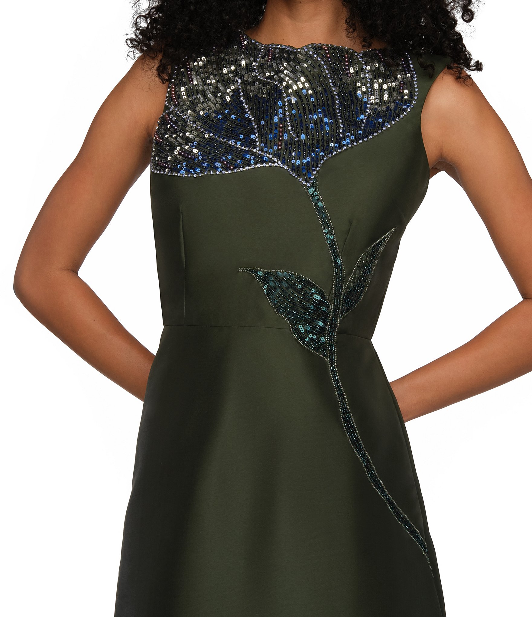 Kay Unger Charlene Taffeta Sleeveless A-Line Gown