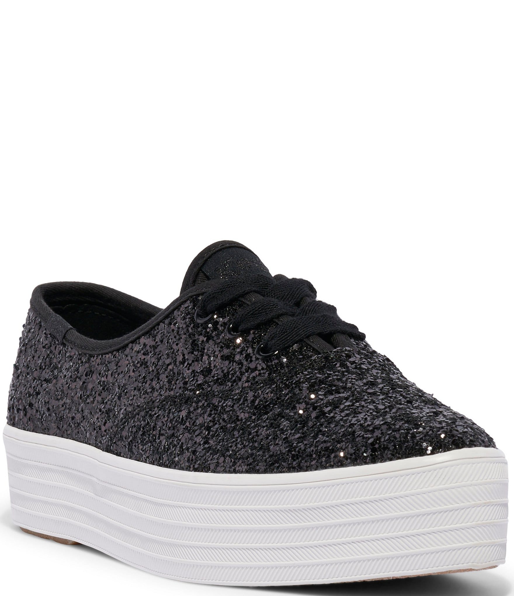 Keds Women s Point Lace Up Sneaker Black Glitter 9